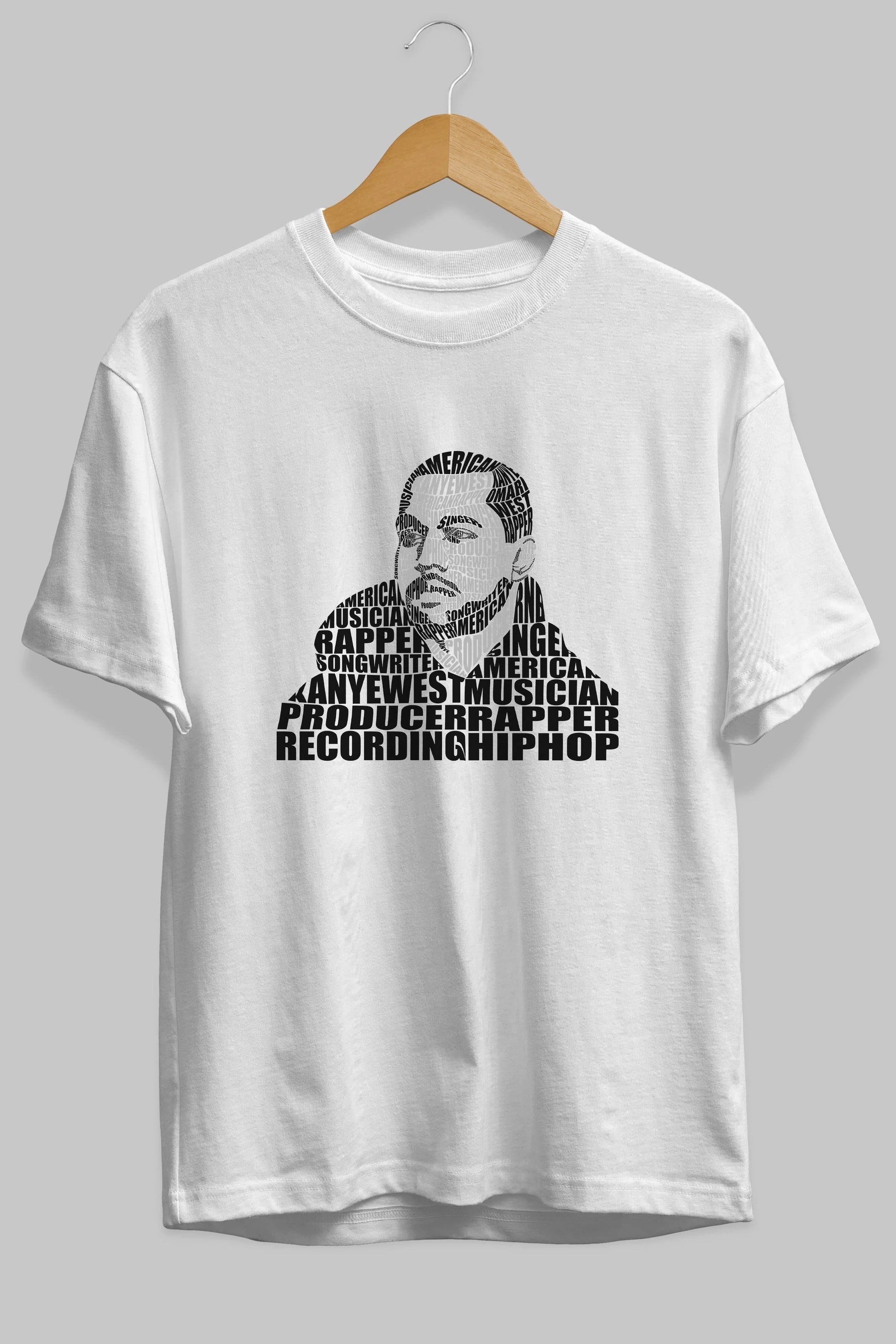 Kanye West Calligram Ön Baskılı Oversize t-shirt %100 pamuk Erkek Kadın Unisex