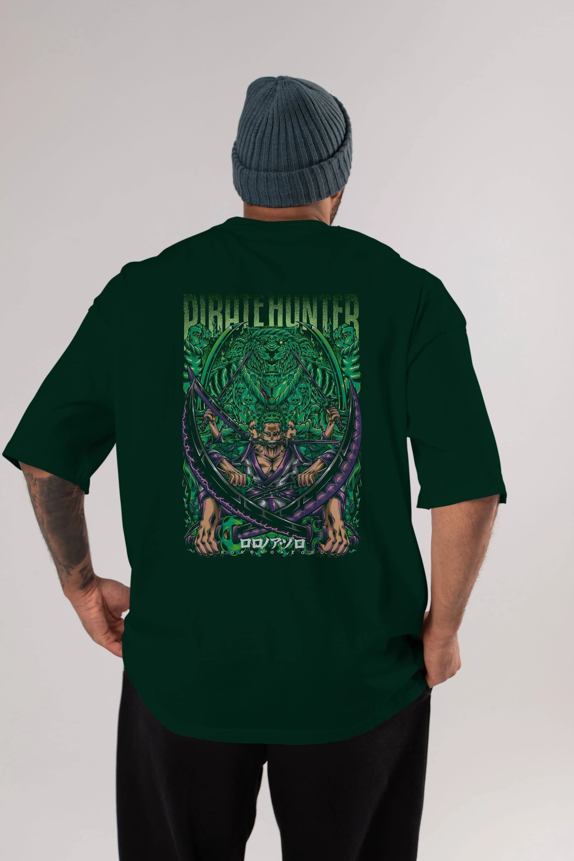 RORONOA ZORO 3 Anime Arka Baskılı Oversize t-shirt Erkek Kadın Unisex