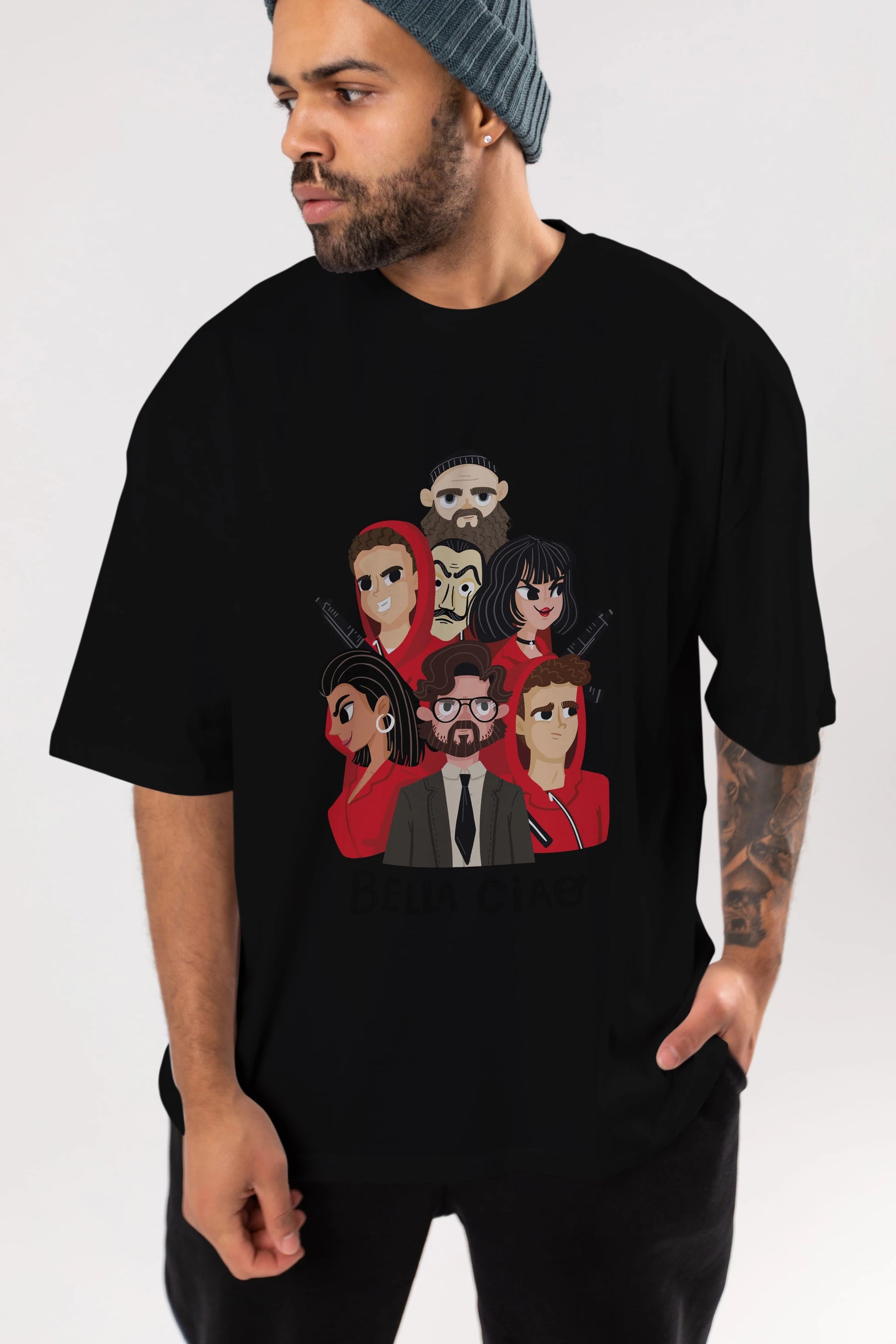La Casa De Papel (13) Ön Baskılı Oversize t-shirt Erkek Kadın Unisex %100 Pamuk Bisiklet Yaka tişort