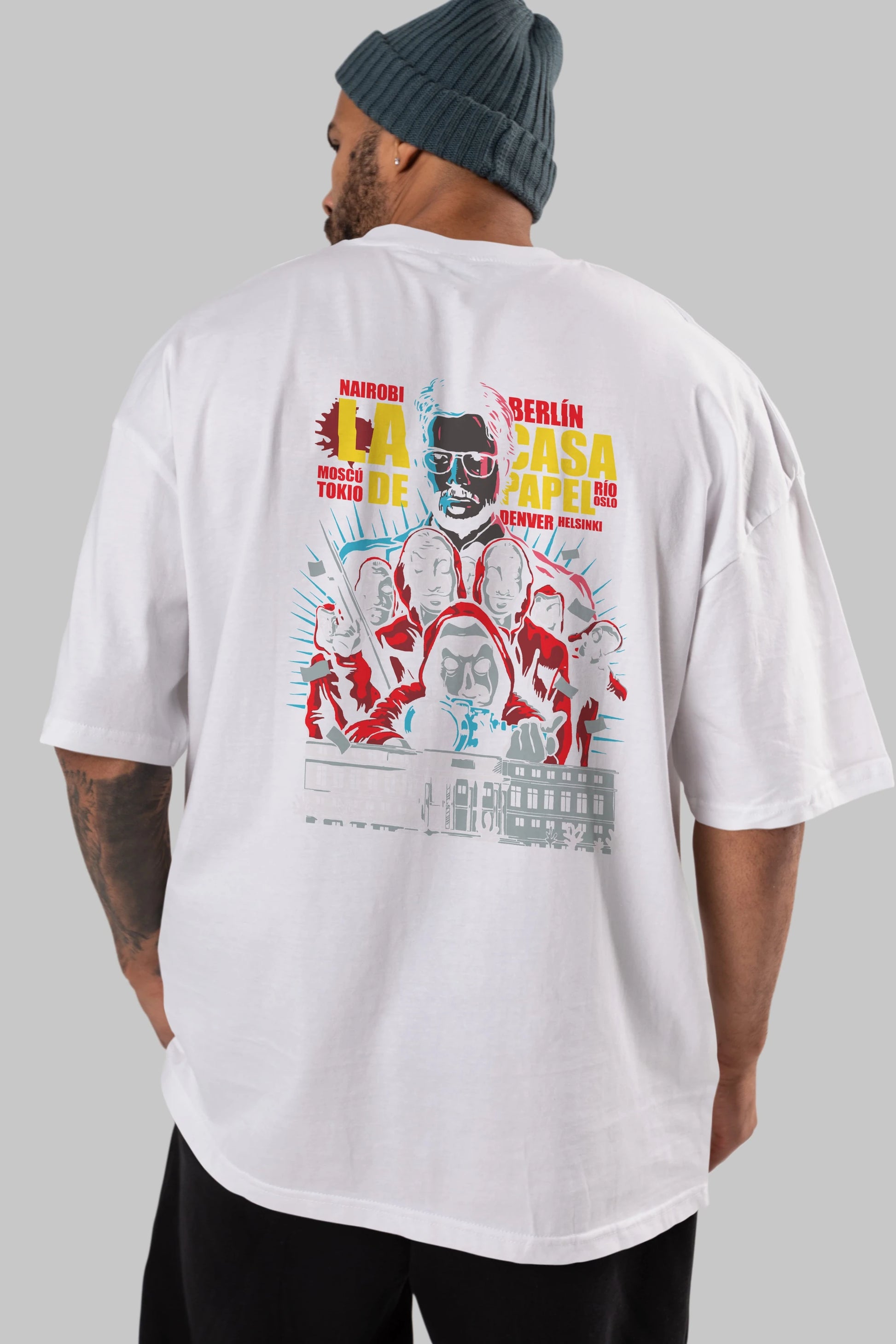 La Casa De Papel (6) Arka Baskılı Oversize t-shirt Erkek Kadın Unisex %100 Pamuk Bisiklet Yaka tişort