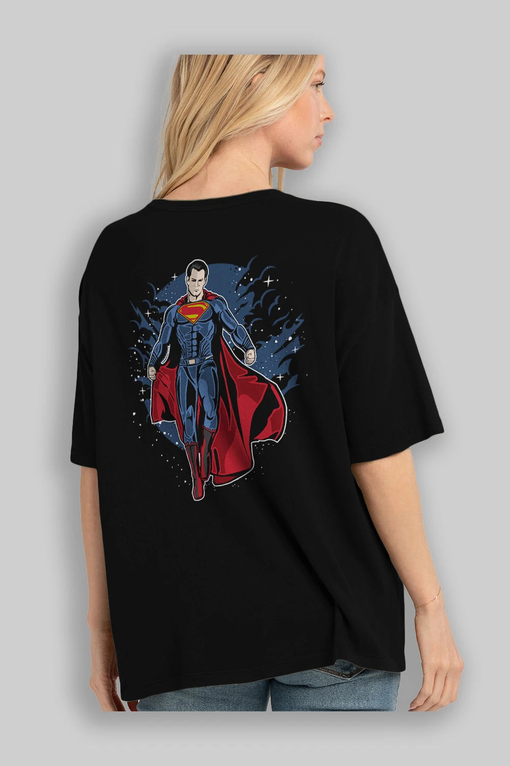 SUPERMAN Arka Baskılı Oversize t-shirt Erkek Kadın Unisex %100 Pamuk
