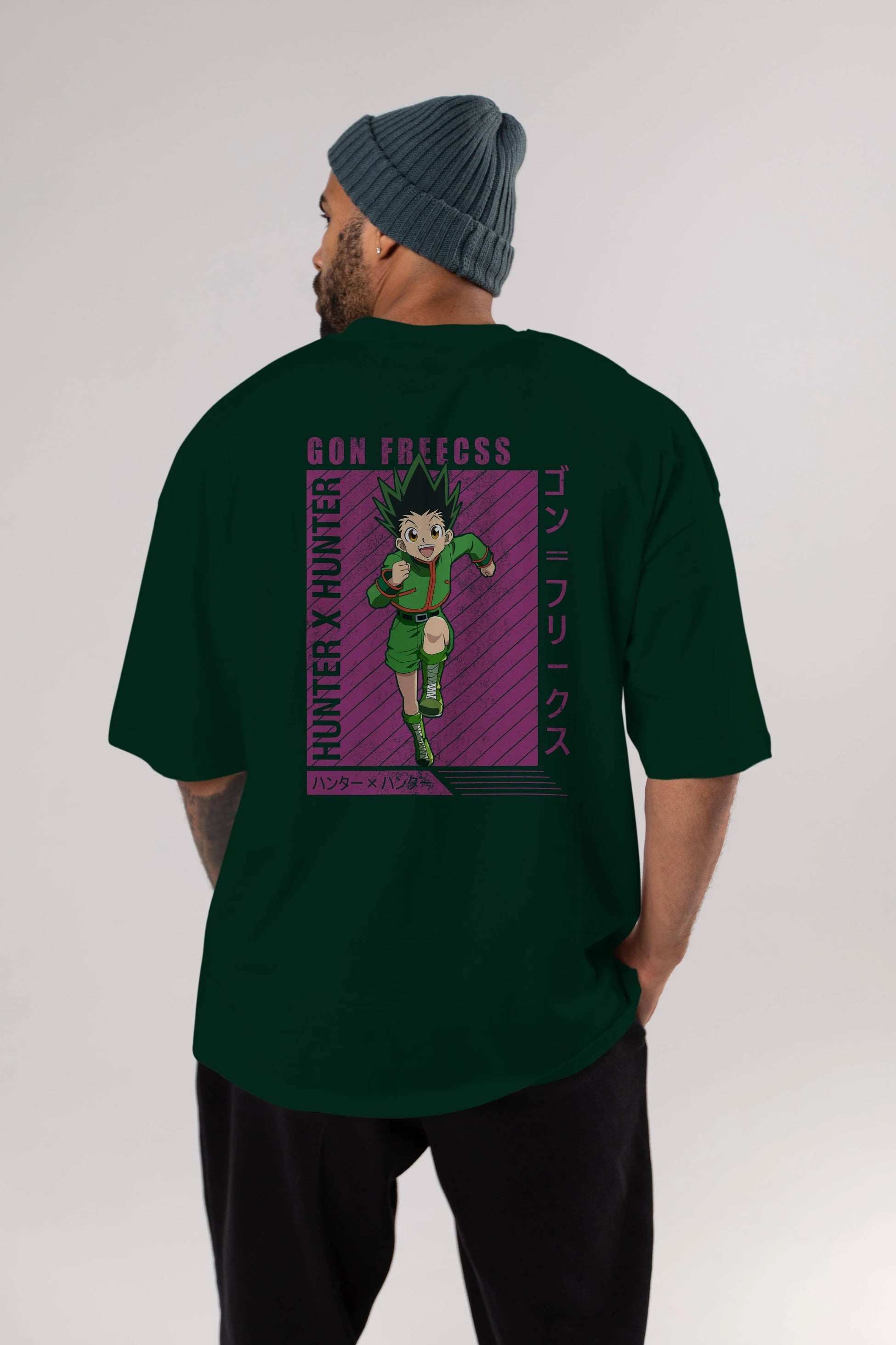 Gon Freecss HUNTER X HUNTER 3 Anime Arka Baskılı Oversize t-shirt Erkek Kadın Unisex