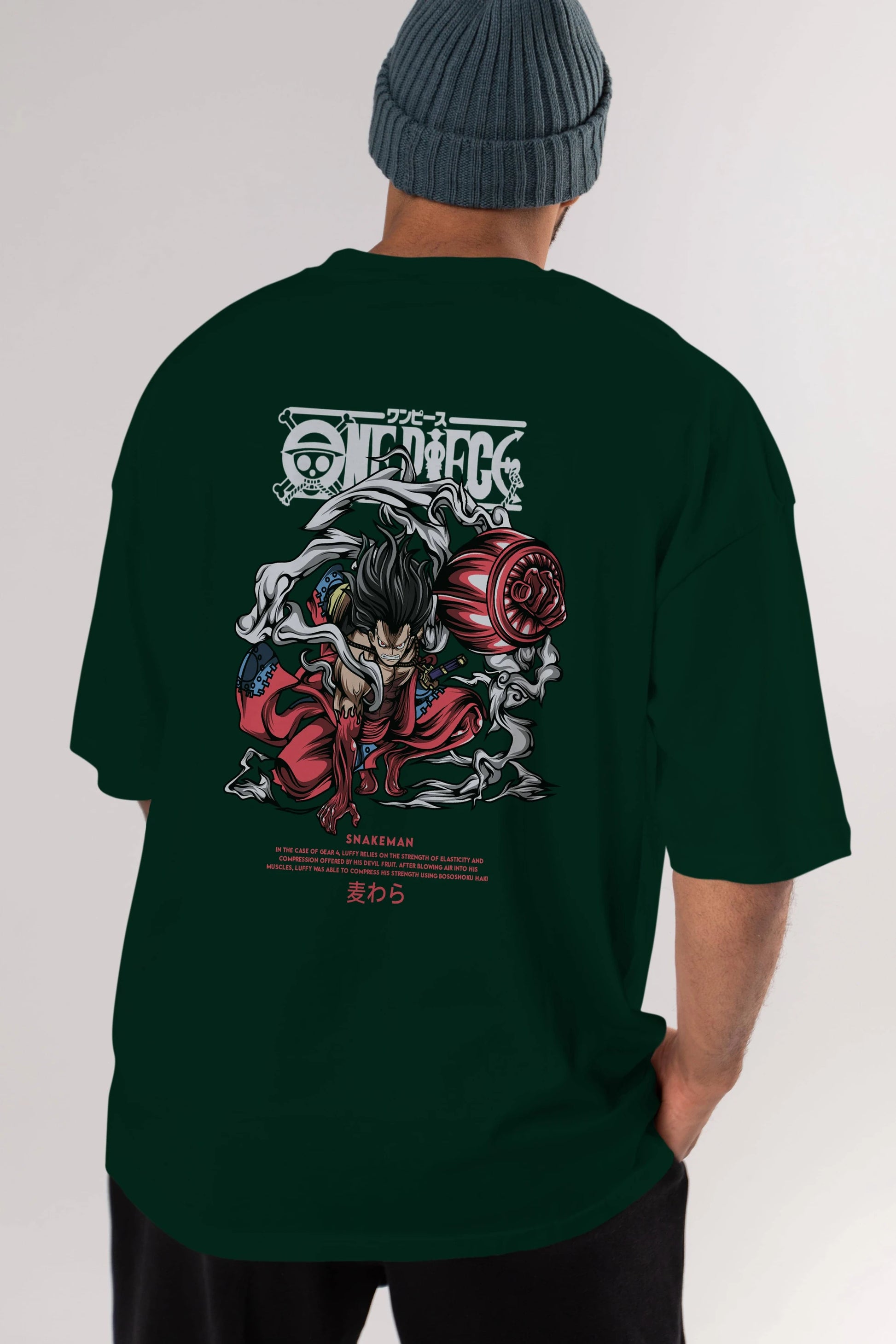 One Piece Snakeman Anime Arka Baskılı Oversize t-shirt Erkek Kadın Unisex