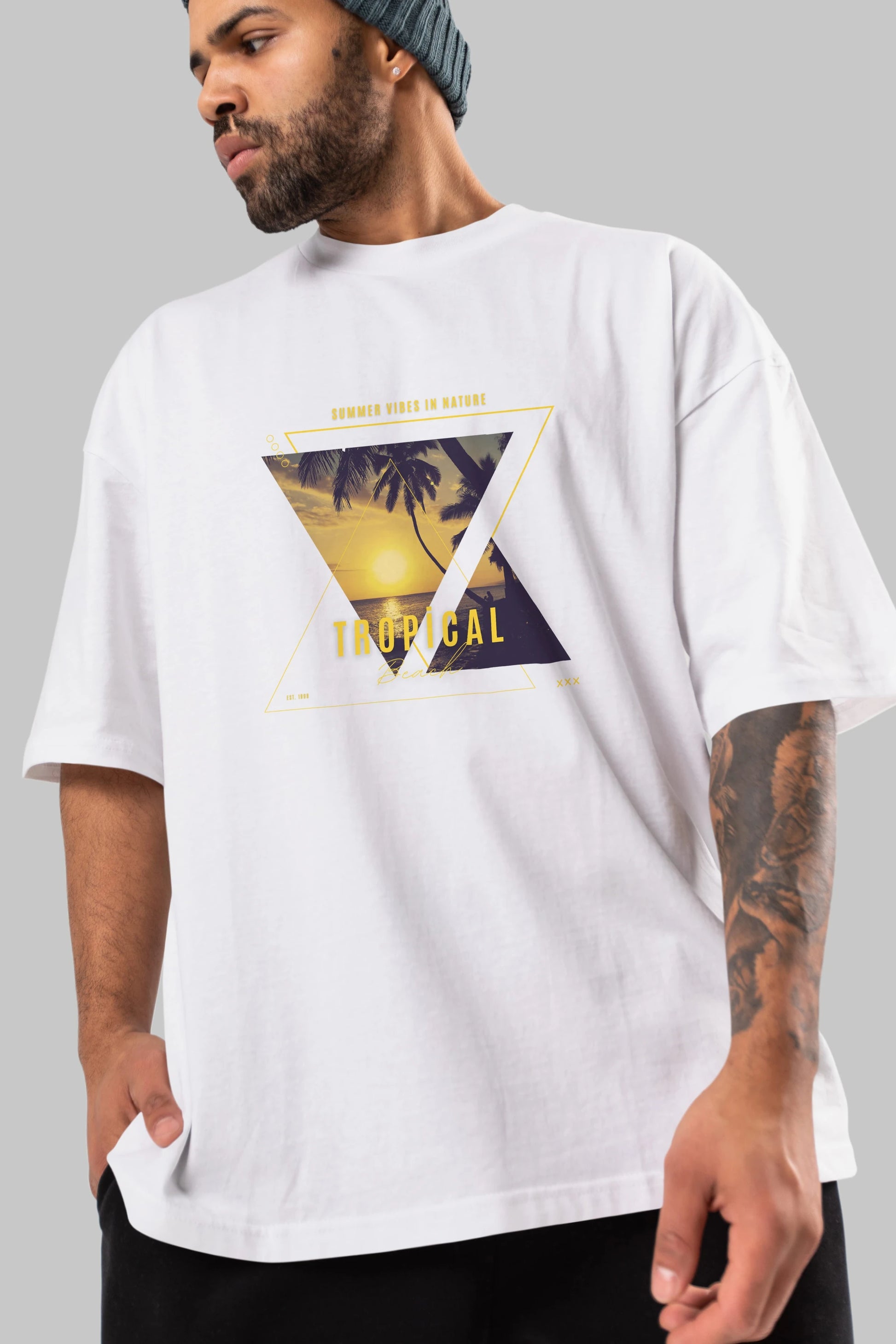 Summer Vibes Yazılı Ön Baskılı Oversize t-shirt Erkek Kadın Unisex