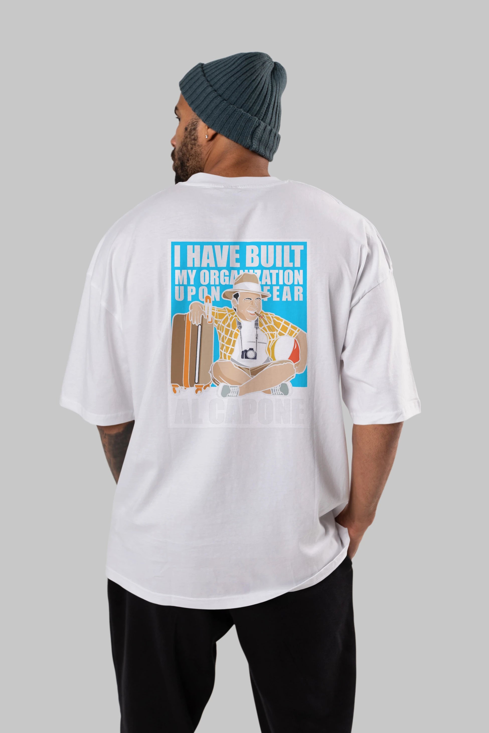 Al Capone Holiday Arka Baskılı Oversize t-shirt Erkek Kadın Unisex %100 Pamuk tişort