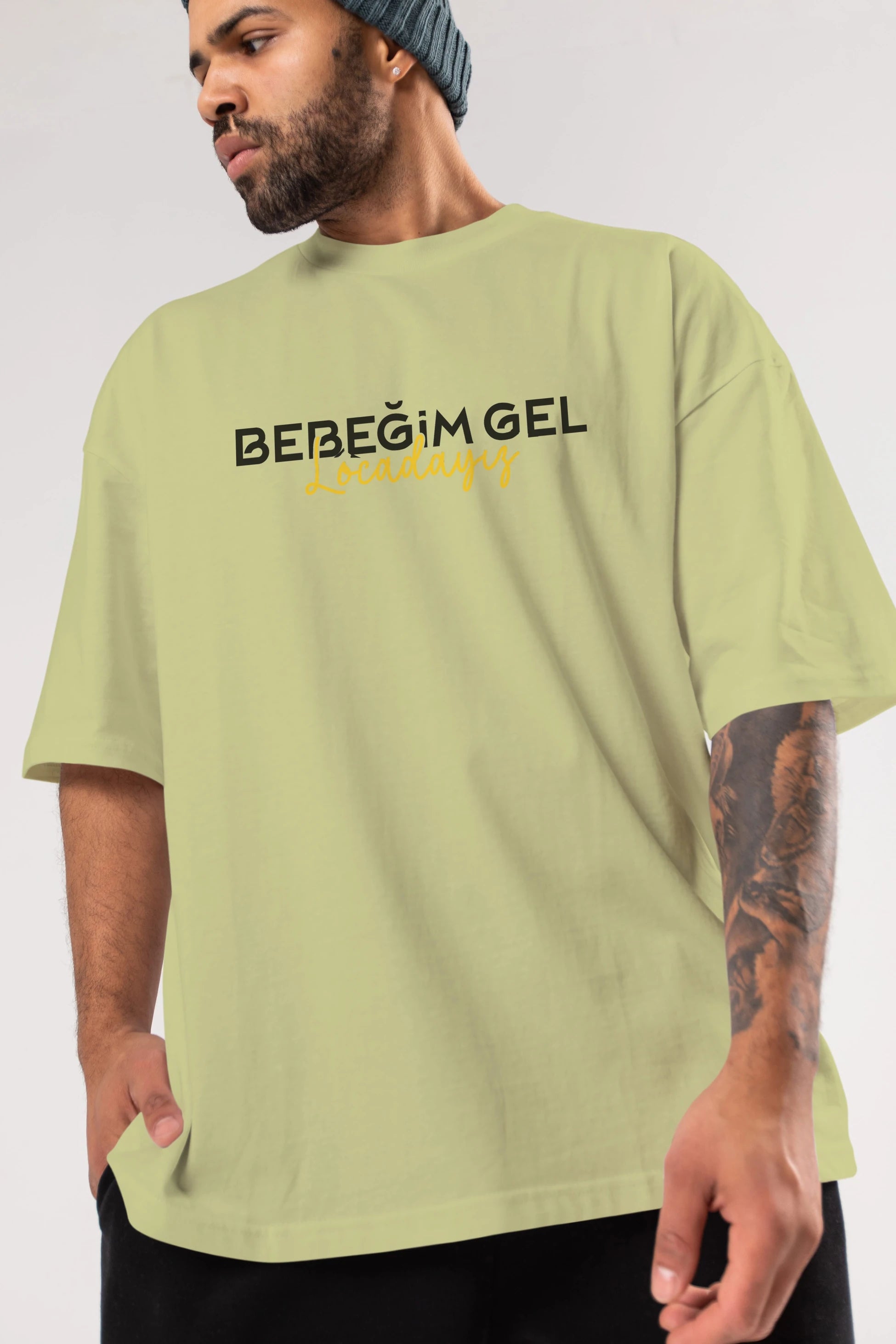 Bebeğim Gel Locadayız Ön Baskılı Oversize t-shirt %100 pamuk Erkek Kadın Unisex