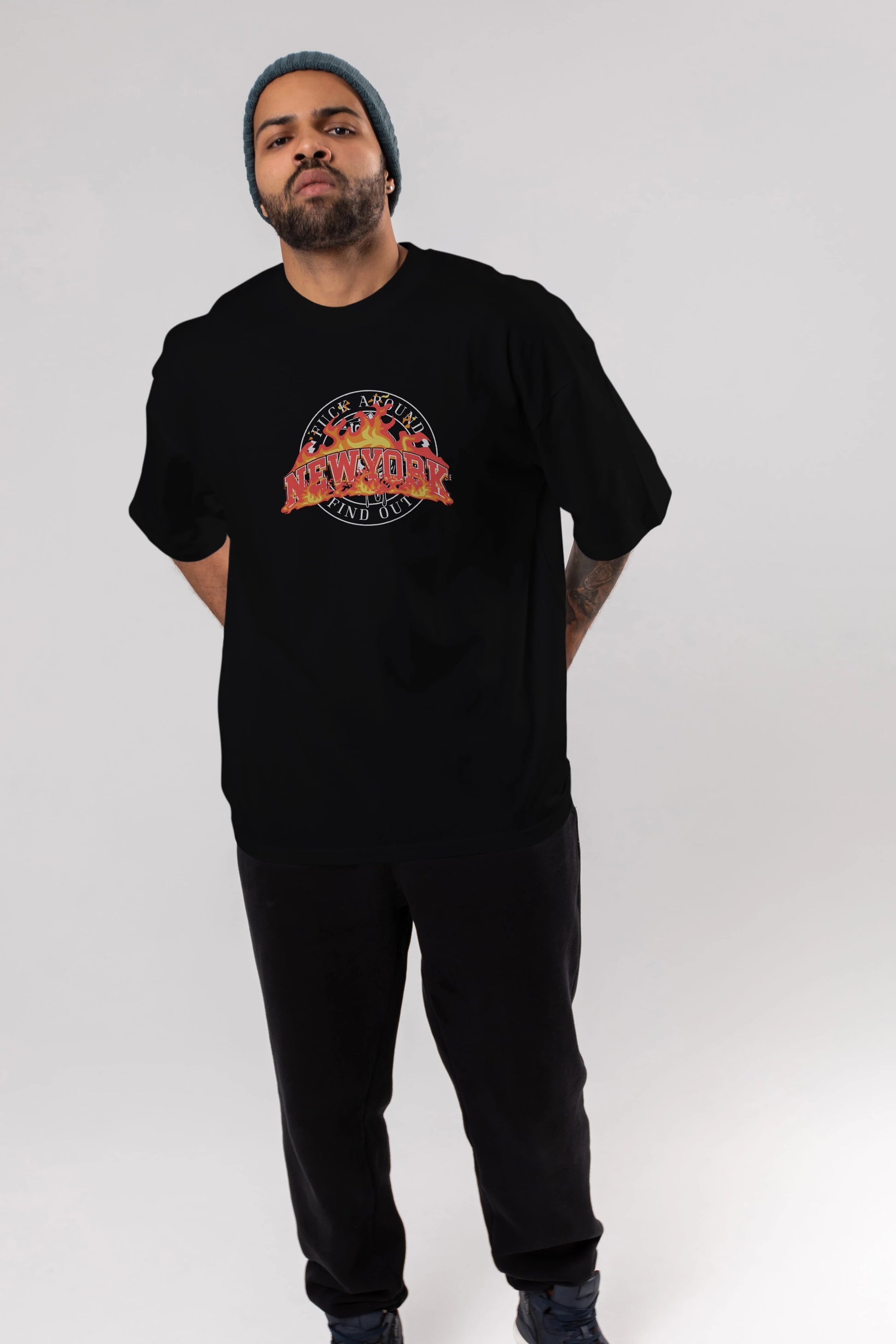 Newyork Style Ön Baskılı Oversize t-shirt Erkek Kadın Unisex