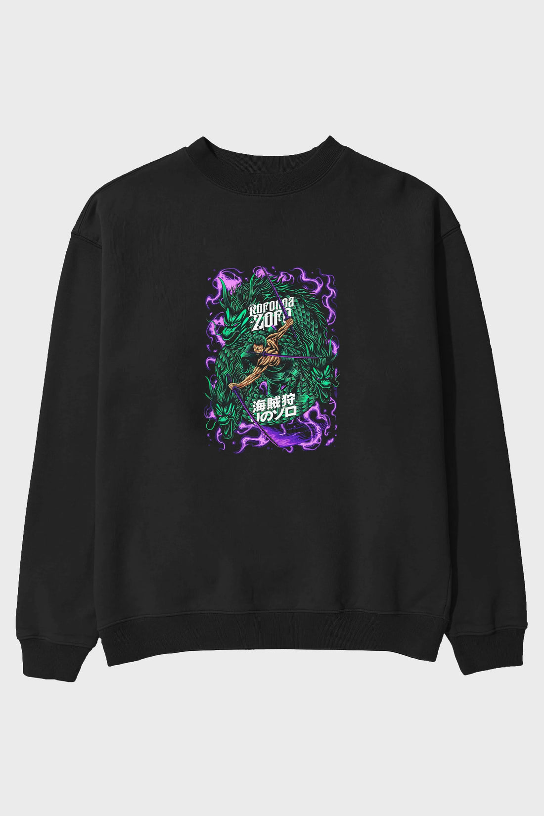 RORONOA ZORO 5 Anime Ön Baskılı Oversize Sweatshirt Erkek Kadın Unisex