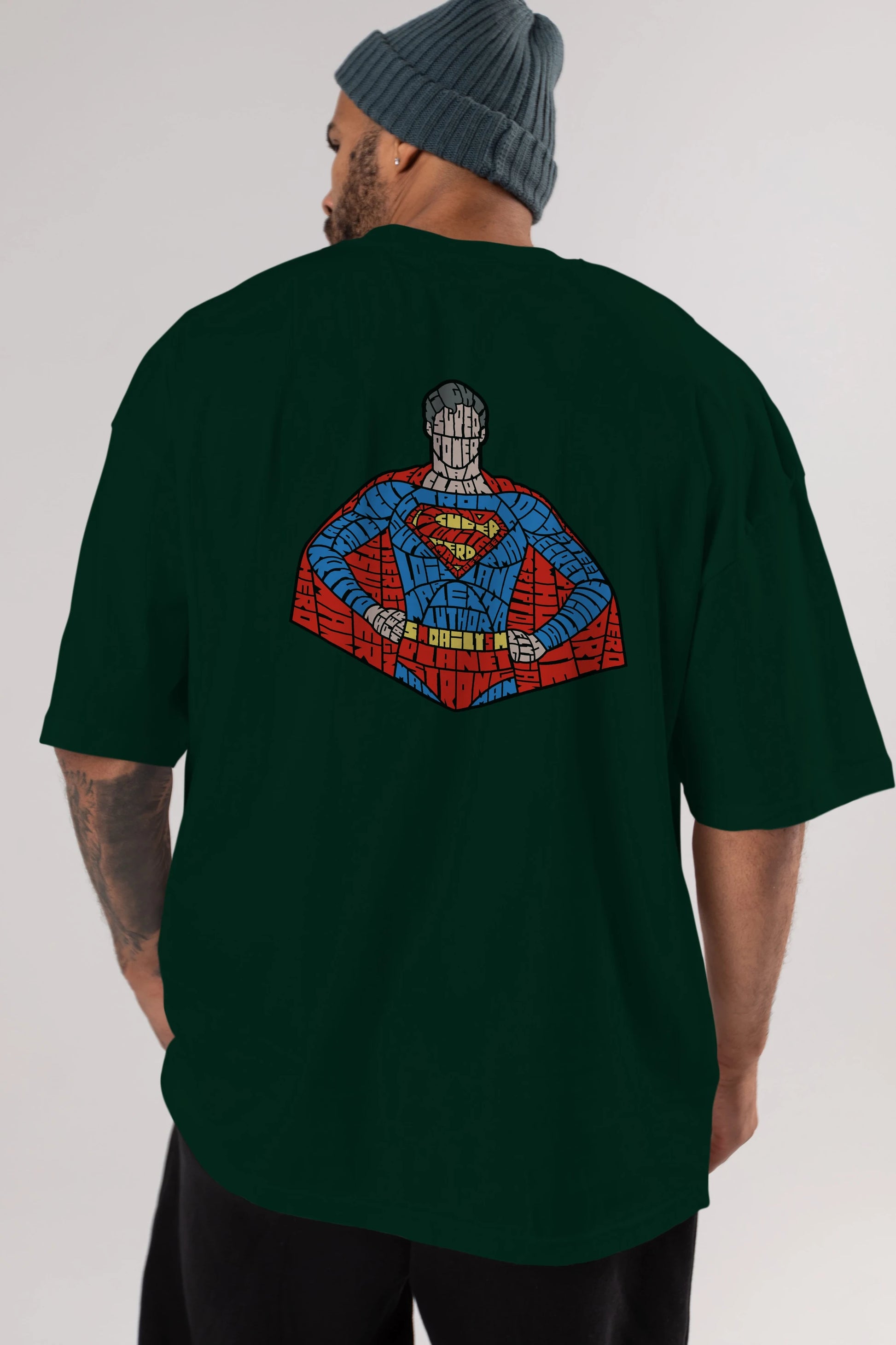 Kryptonian Arka Baskılı Oversize t-shirt %100 pamuk Erkek Kadın Unisex