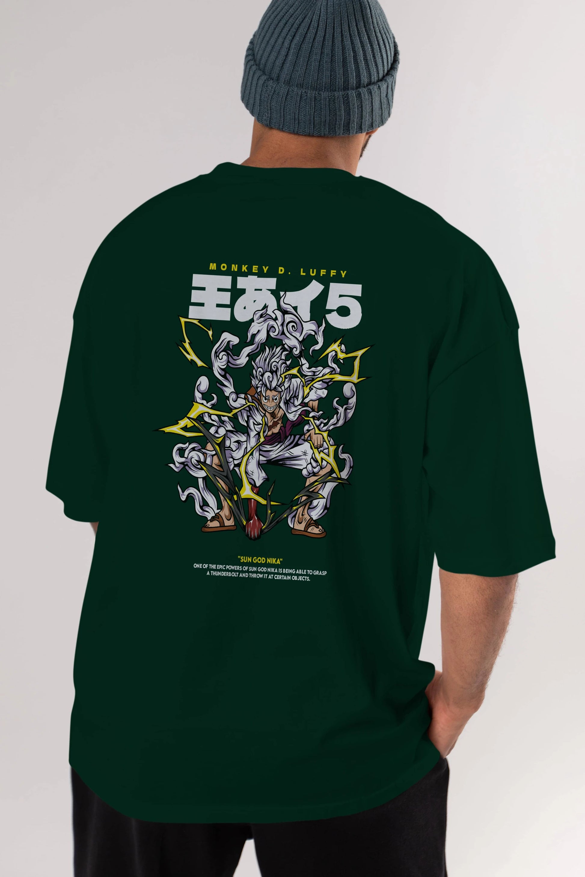 Monkey D. Luffy GEAR5 1 Anime Arka Baskılı Oversize t-shirt Erkek Kadın Unisex