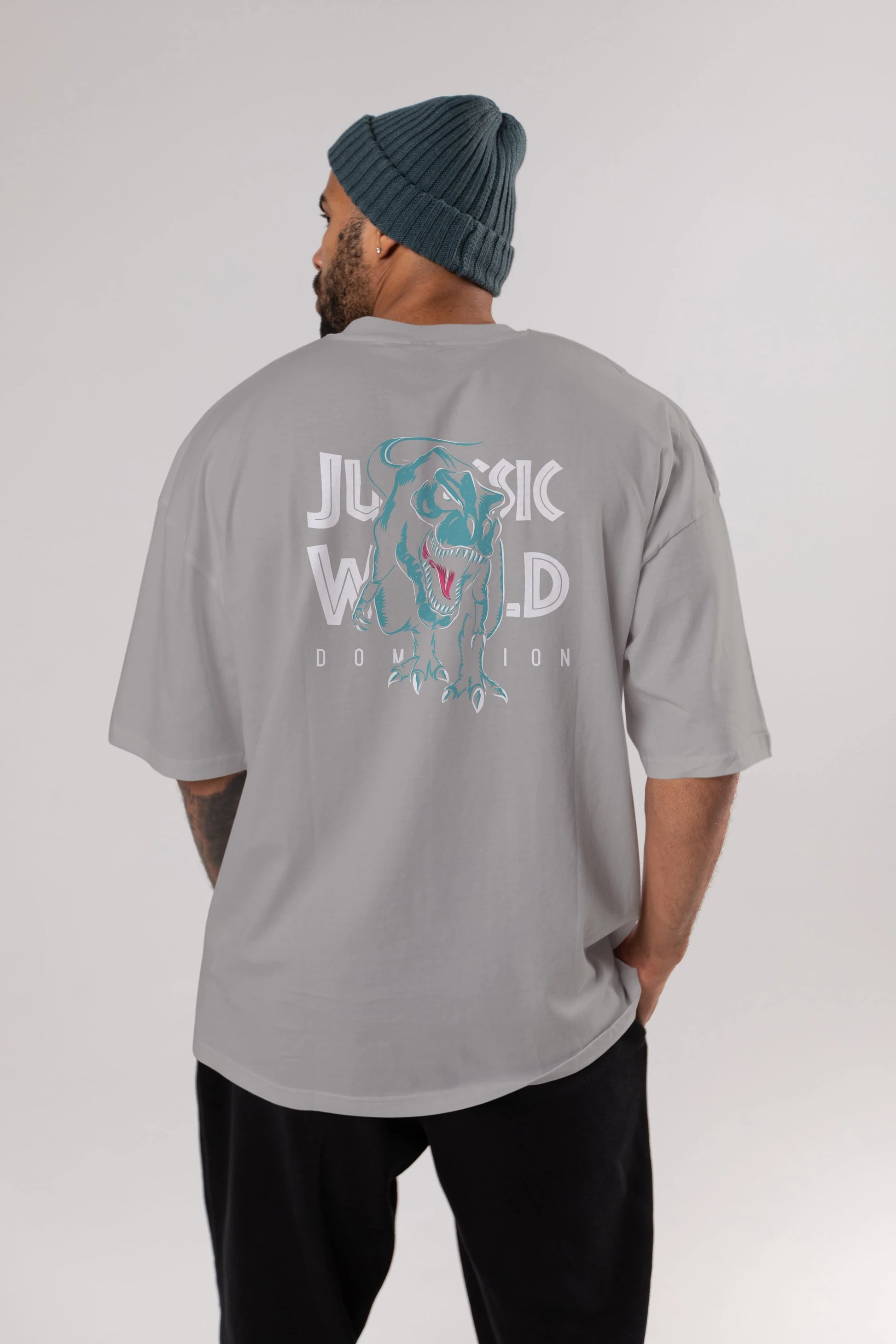 Jurassic Park (1) Arka Baskılı Oversize t-shirt Erkek Kadın Unisex %100 Pamuk Bisiklet Yaka tişort