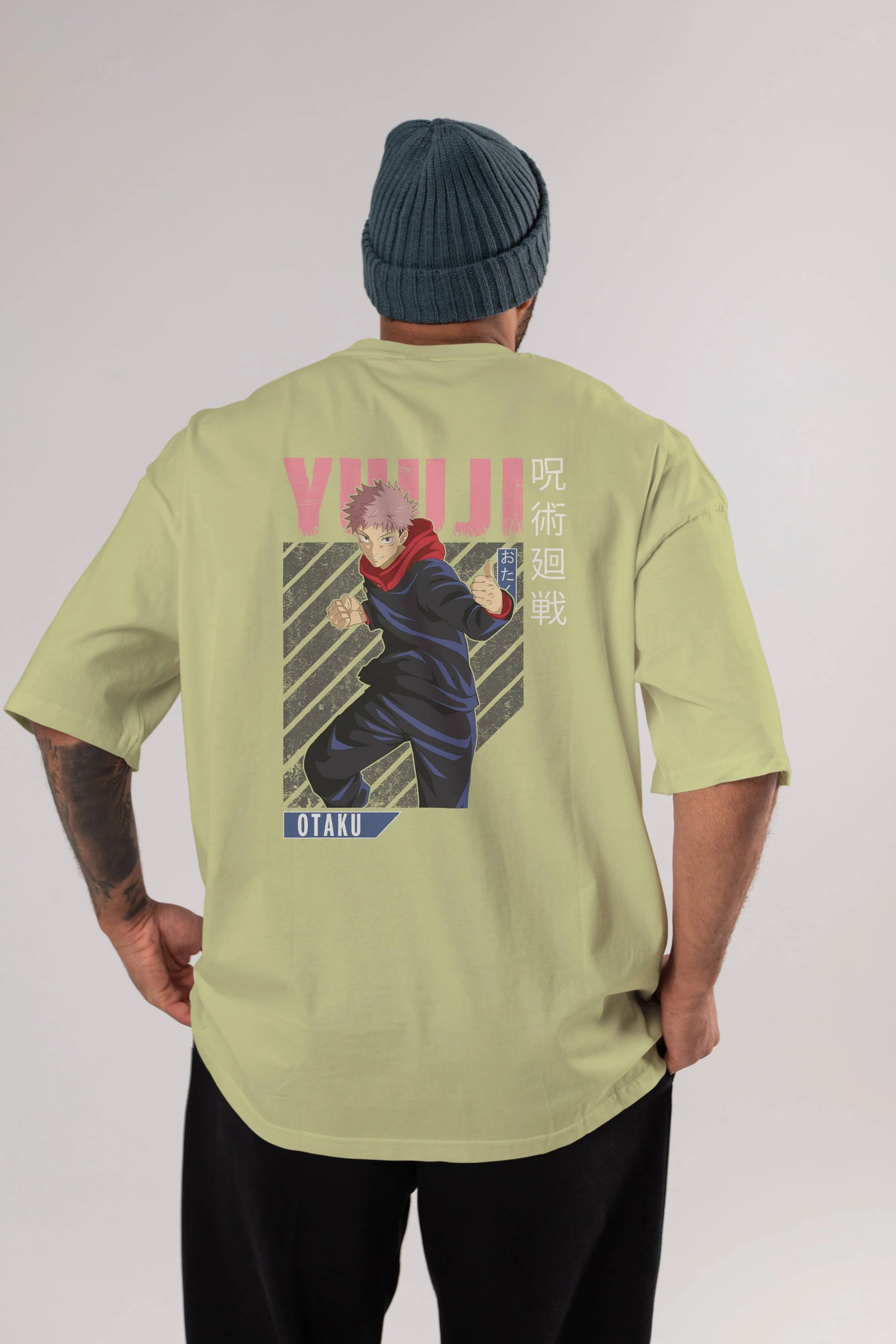 Yuuji Itadori Anime Arka Baskılı Oversize t-shirt Erkek Kadın Unisex