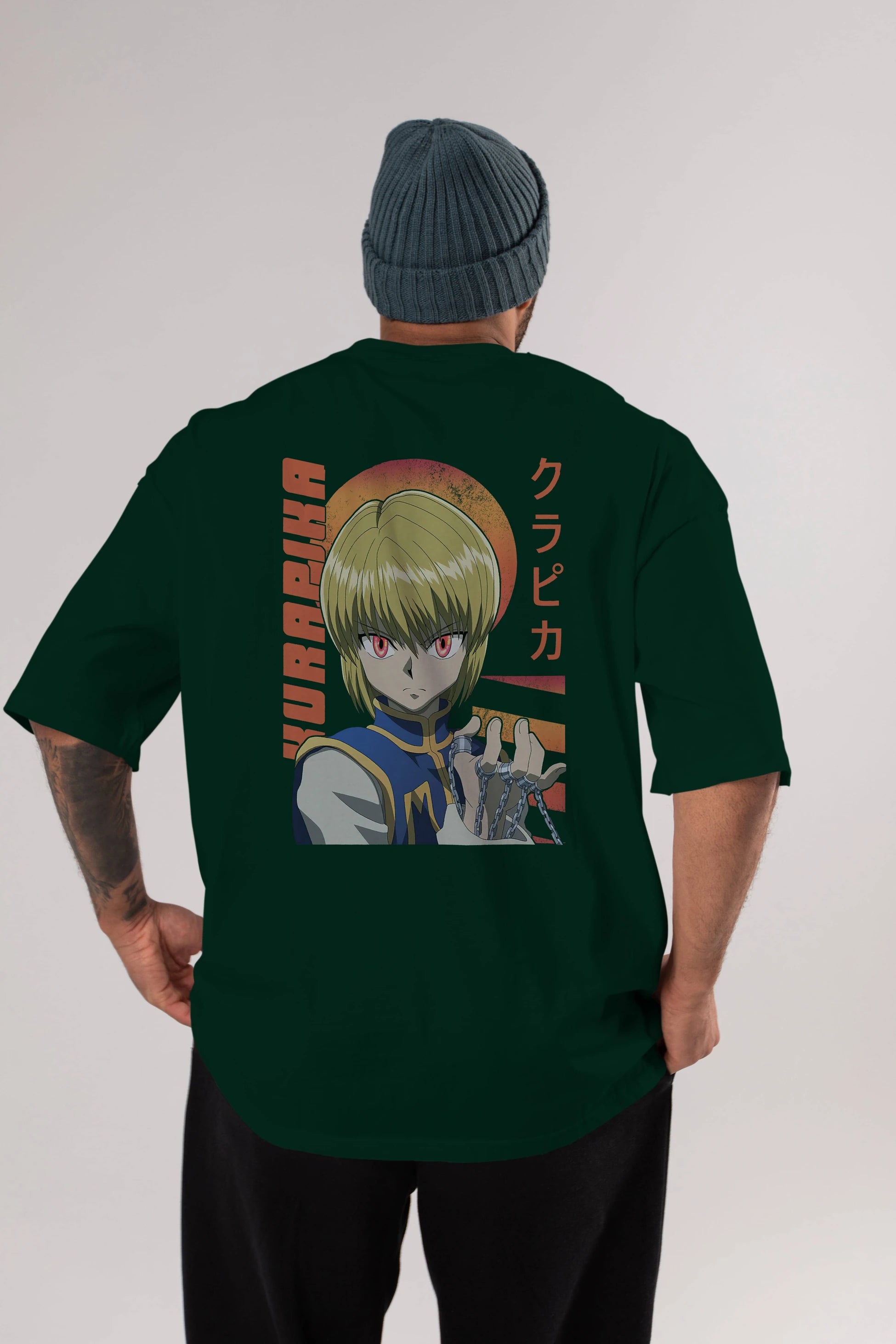 Kurapika 5 (2) Anime Arka Baskılı Oversize t-shirt Erkek Kadın Unisex