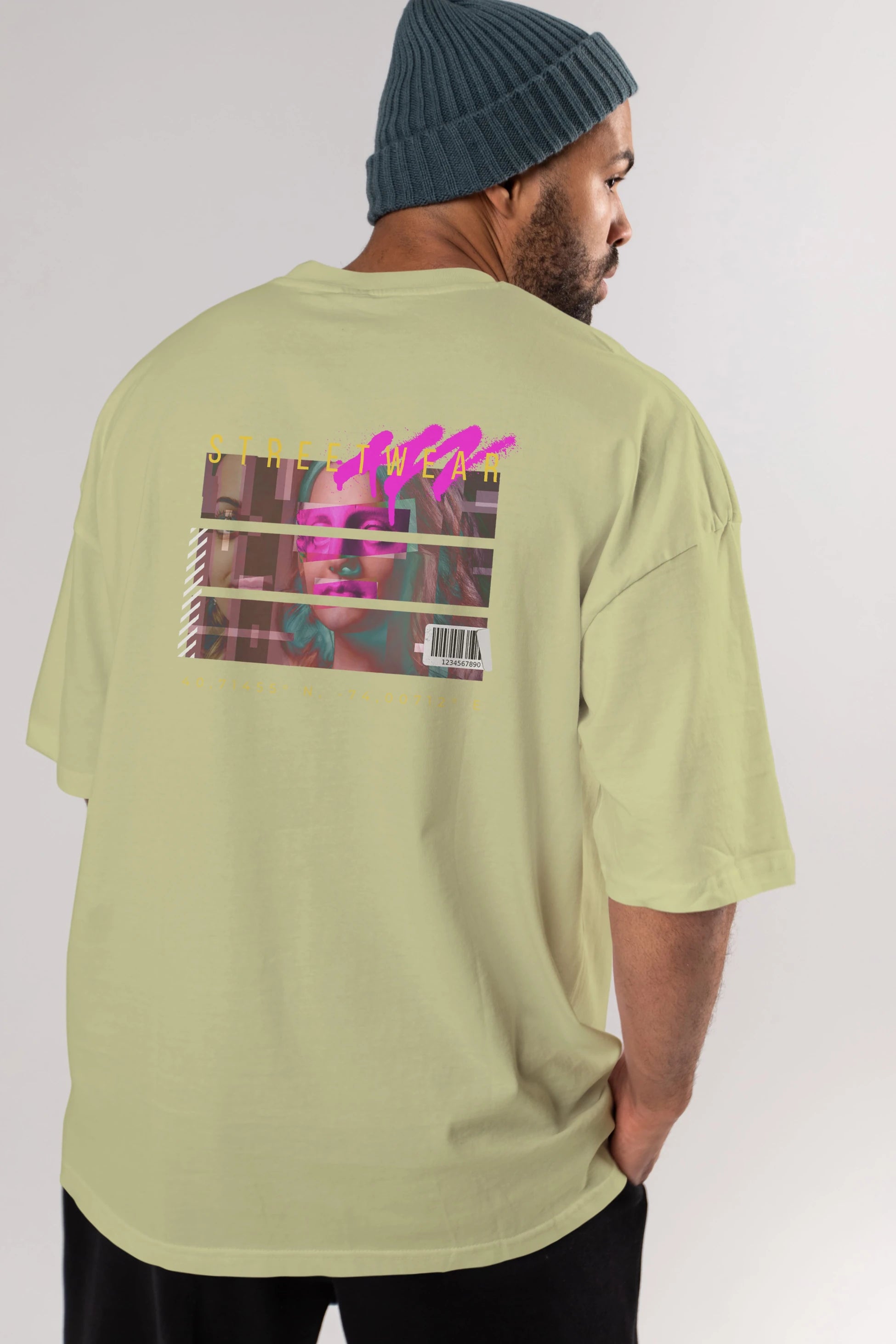 Futuristic Streetwear 2 Arka Baskılı Oversize t-shirt Erkek Kadın Unisex