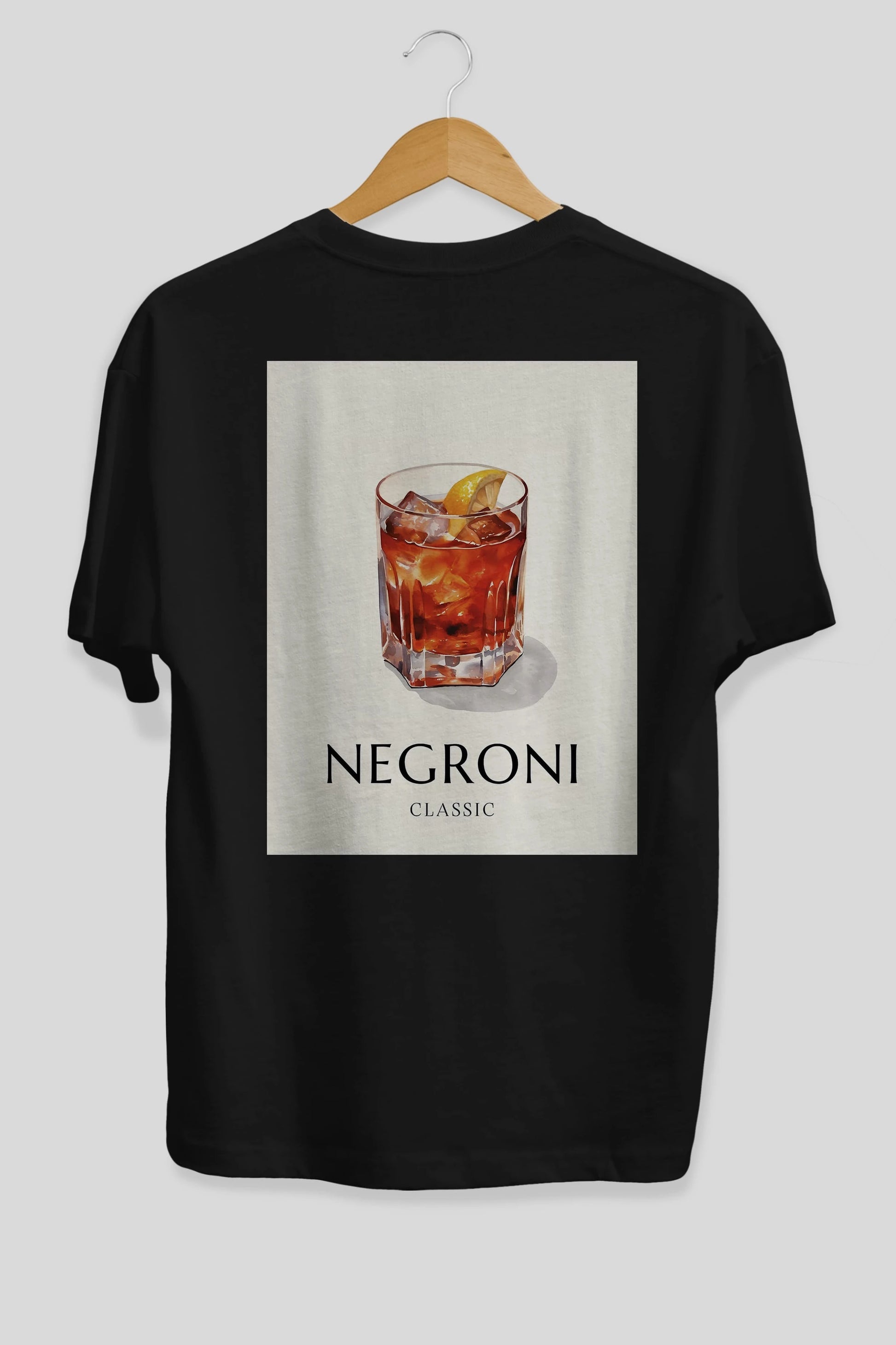 Negroni Classic Arka Baskılı Oversize t-shirt Erkek Kadın Unisex %100 Pamuk Bisiklet Yaka tişort