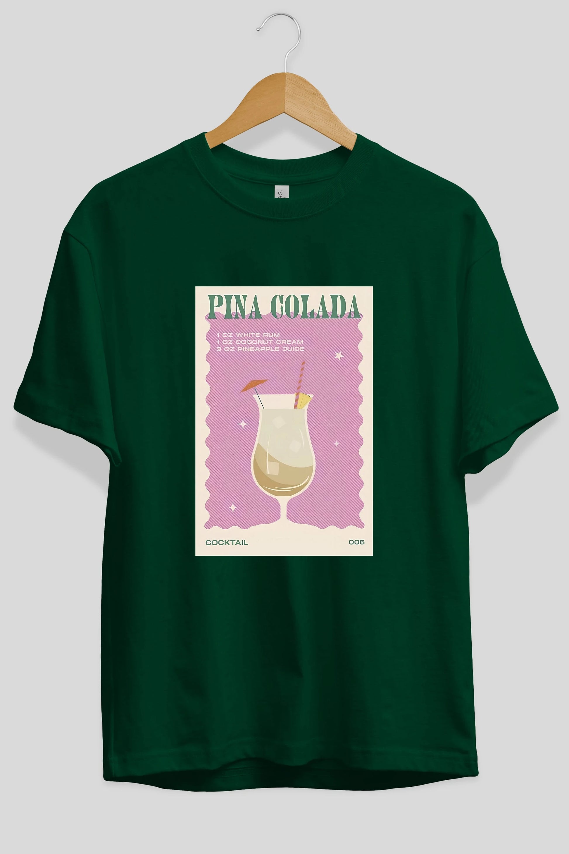 Pina Colada 3 Ön Baskılı Oversize t-shirt Erkek Kadın Unisex %100 Pamuk Bisiklet Yaka tişort