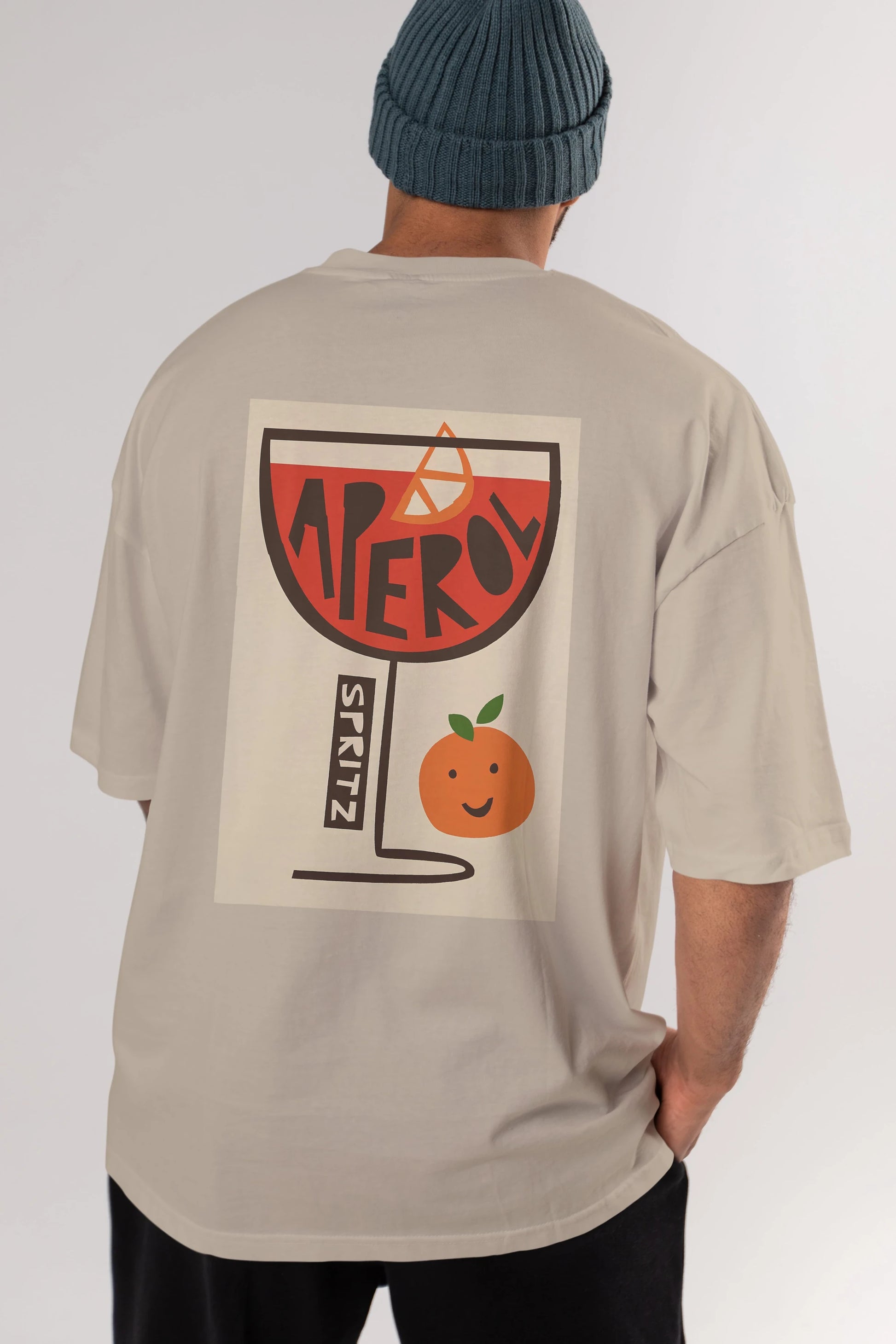 Aperol Spritz 9 Arka Baskılı Oversize t-shirt Erkek Kadın Unisex %100 Pamuk Bisiklet Yaka tişort