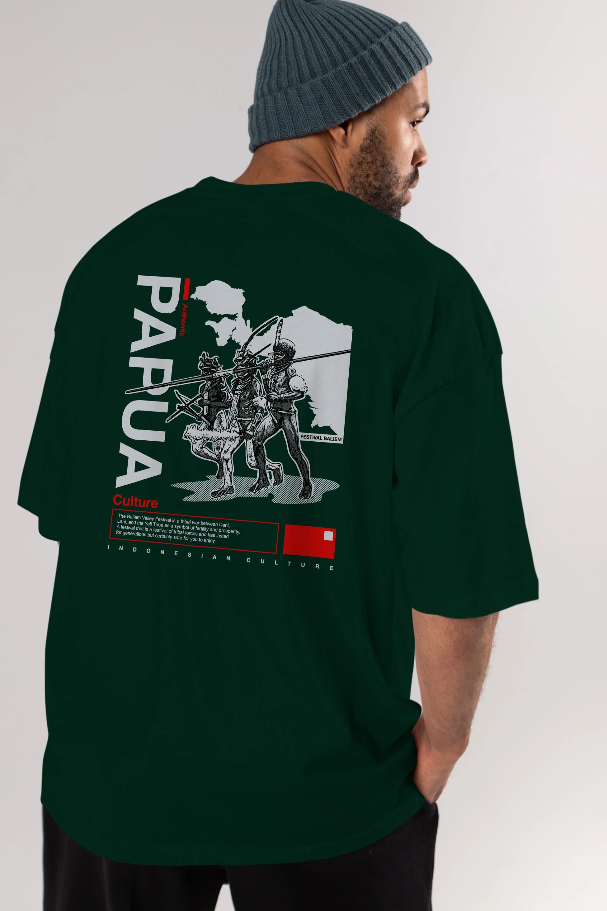 Papua Culture Arka Baskılı Oversize t-shirt Erkek Kadın Unisex