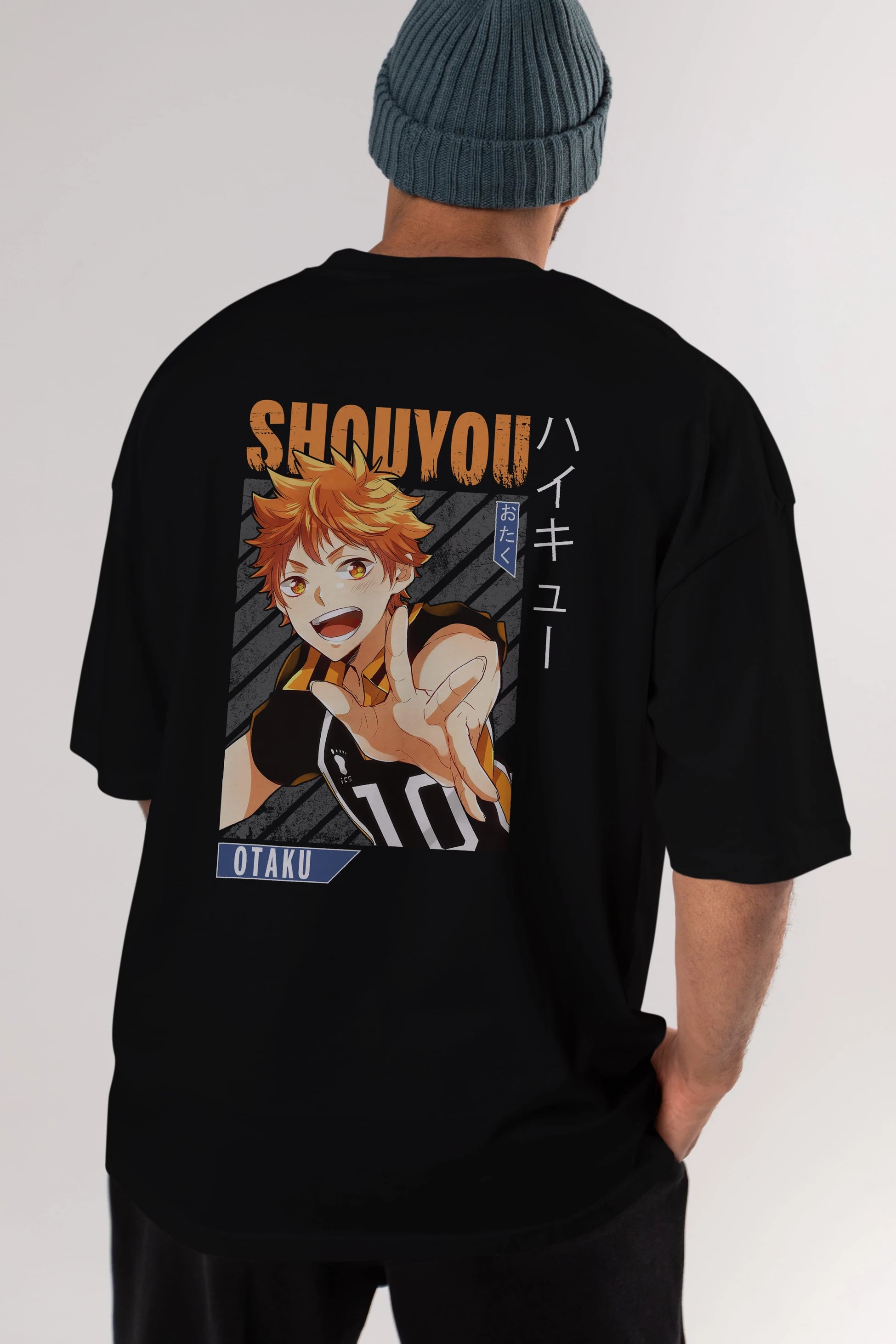 Shouyou Hinata 9 Anime Arka Baskılı Oversize t-shirt Erkek Kadın Unisex