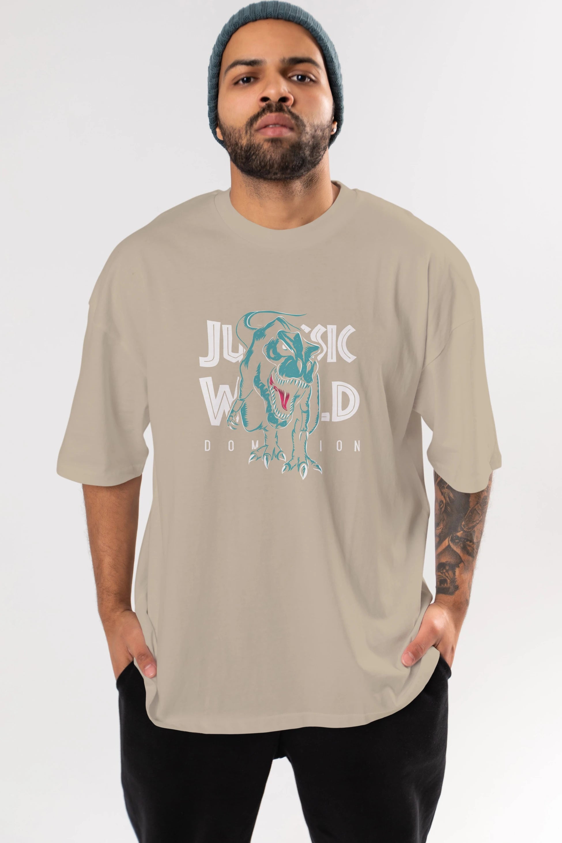 Jurassic Park (1) Ön Baskılı Oversize t-shirt Erkek Kadın Unisex %100 Pamuk Bisiklet Yaka tişort