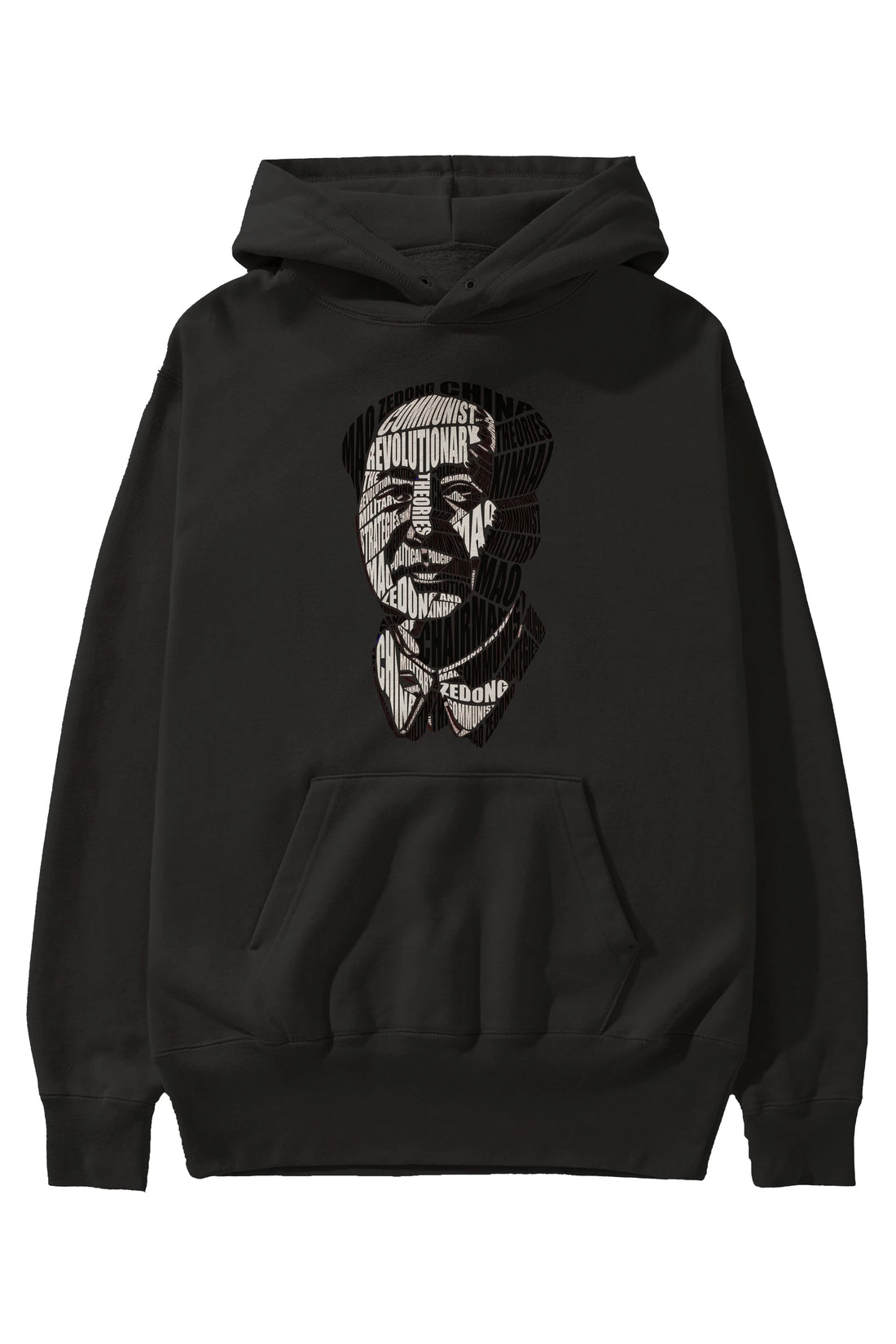 Mao Zedong Calligram Ön Baskılı Hoodie Oversize Kapüşonlu Sweatshirt Erkek Kadın Unisex