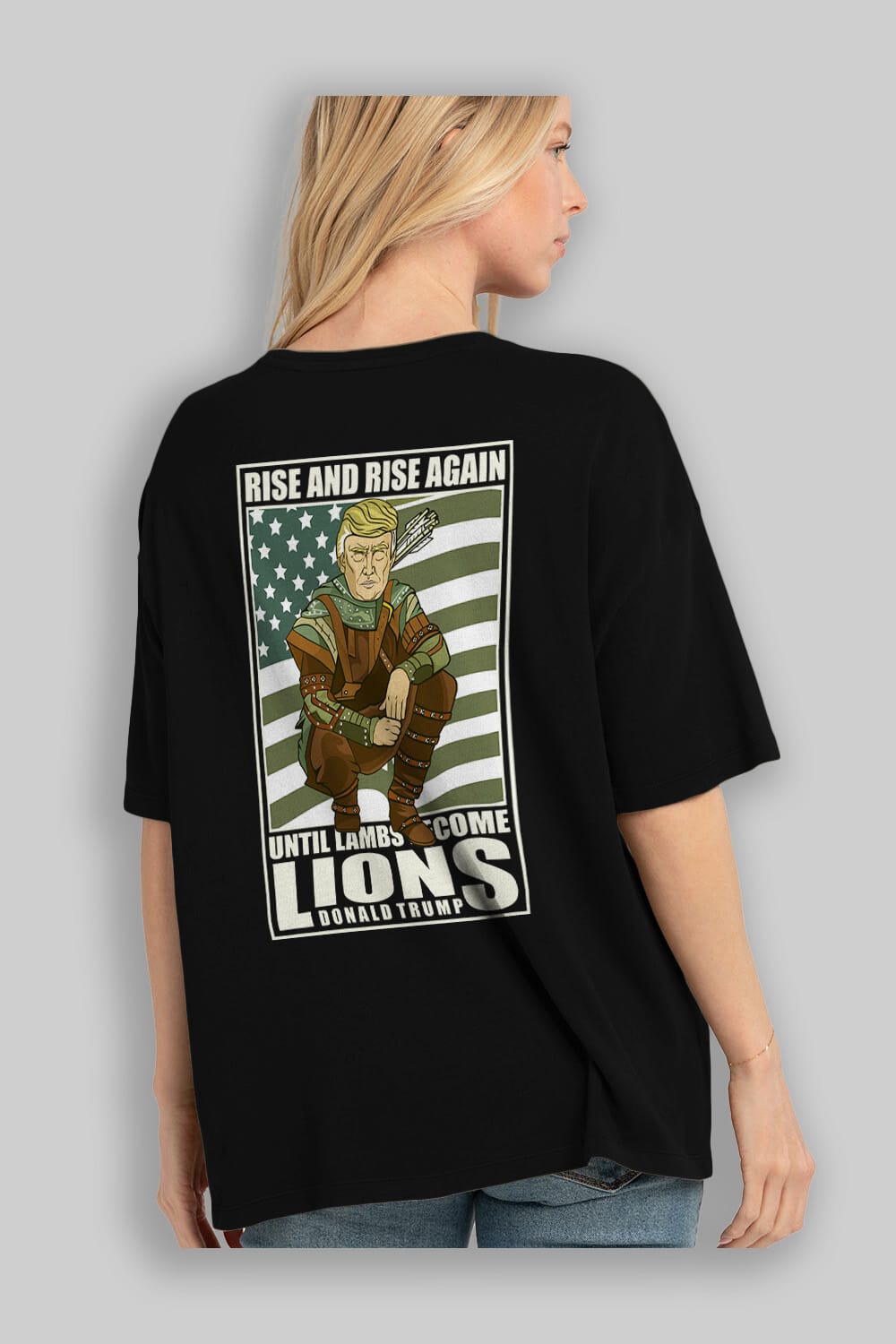 Robin Hood Trump Arka Baskılı Oversize t-shirt Erkek Kadın Unisex %100 Pamuk tişort