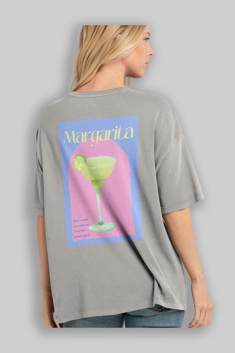 Margarita 6 Arka Baskılı Oversize t-shirt Erkek Kadın Unisex %100 Pamuk Bisiklet Yaka tişort