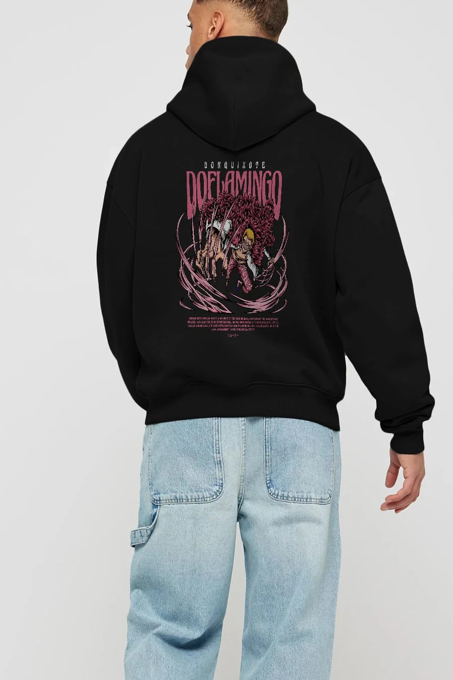 Doflamingo Anime Arka Baskılı Hoodie Oversize Kapüşonlu Sweatshirt Erkek Kadın Unisex