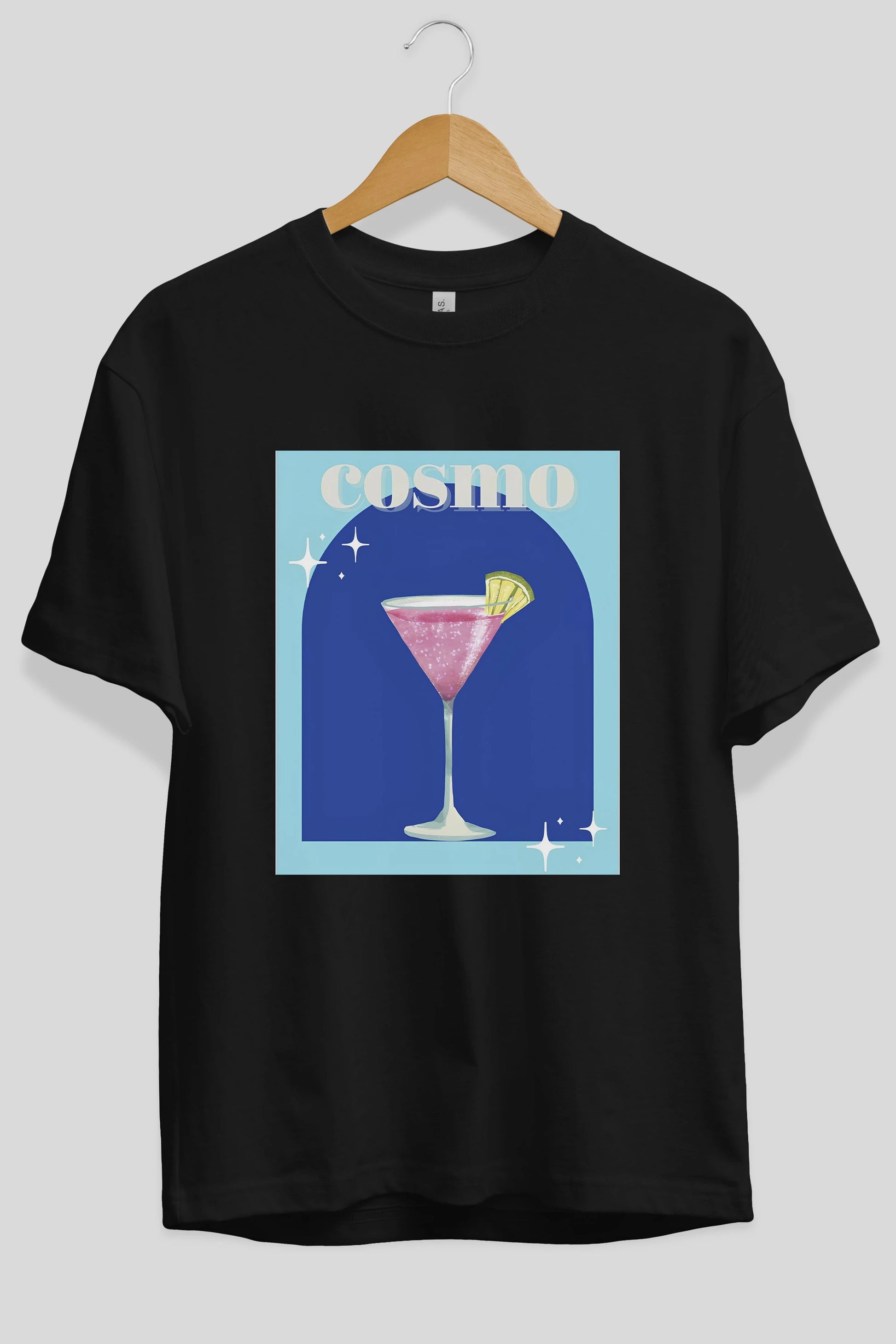 Cosmopolitan 2 Ön Baskılı Oversize t-shirt Erkek Kadın Unisex %100 Pamuk Bisiklet Yaka tişort