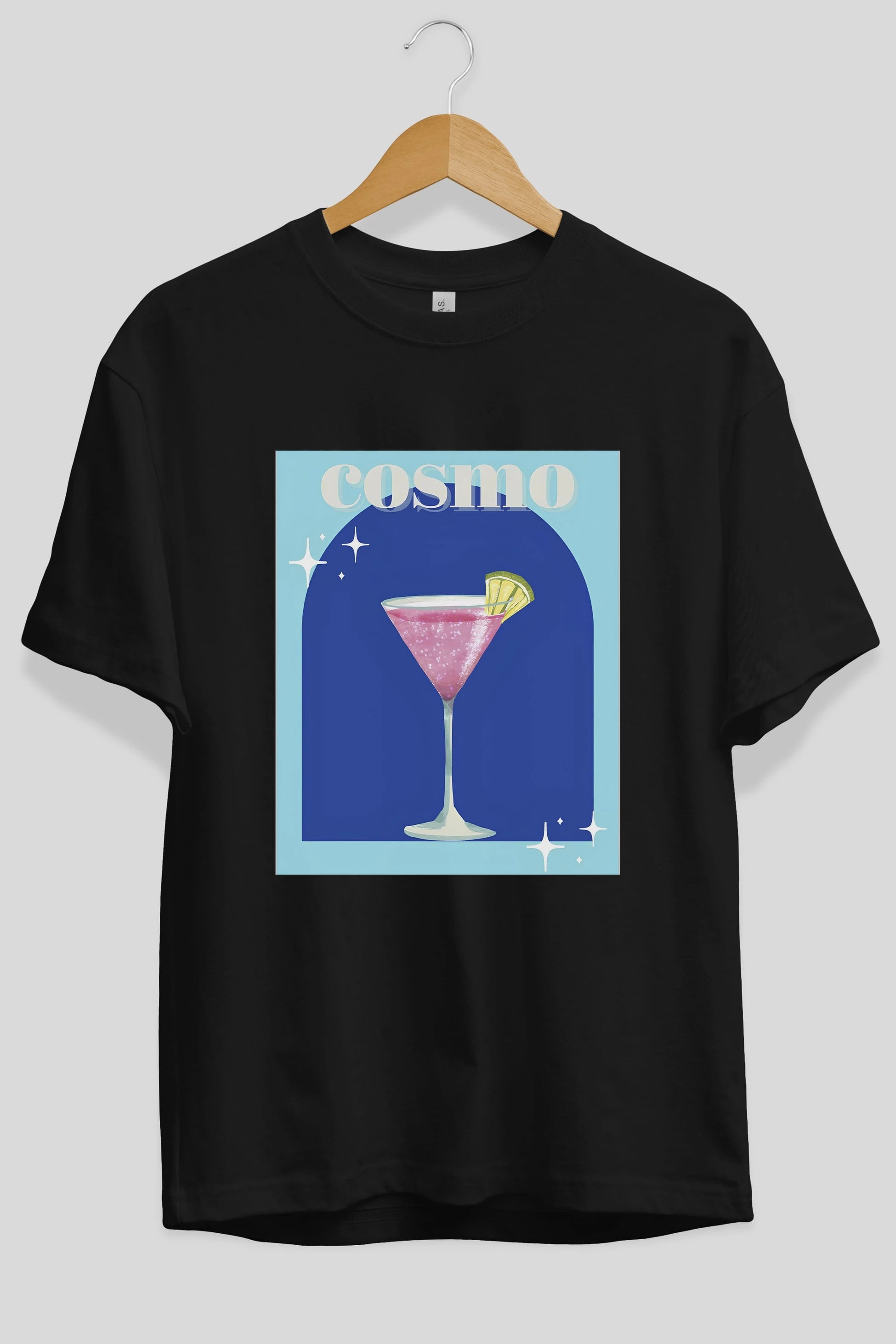 Cosmopolitan 2 Ön Baskılı Oversize t-shirt Erkek Kadın Unisex %100 Pamuk Bisiklet Yaka tişort