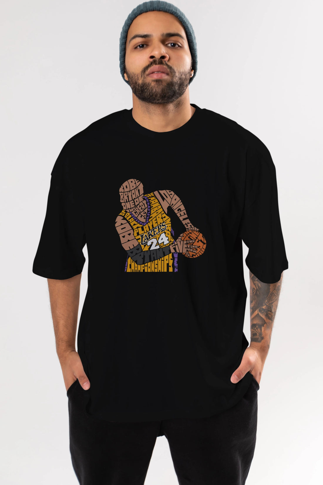 Kobe Bryant Ön Baskılı Oversize t-shirt %100 pamuk Erkek Kadın Unisex