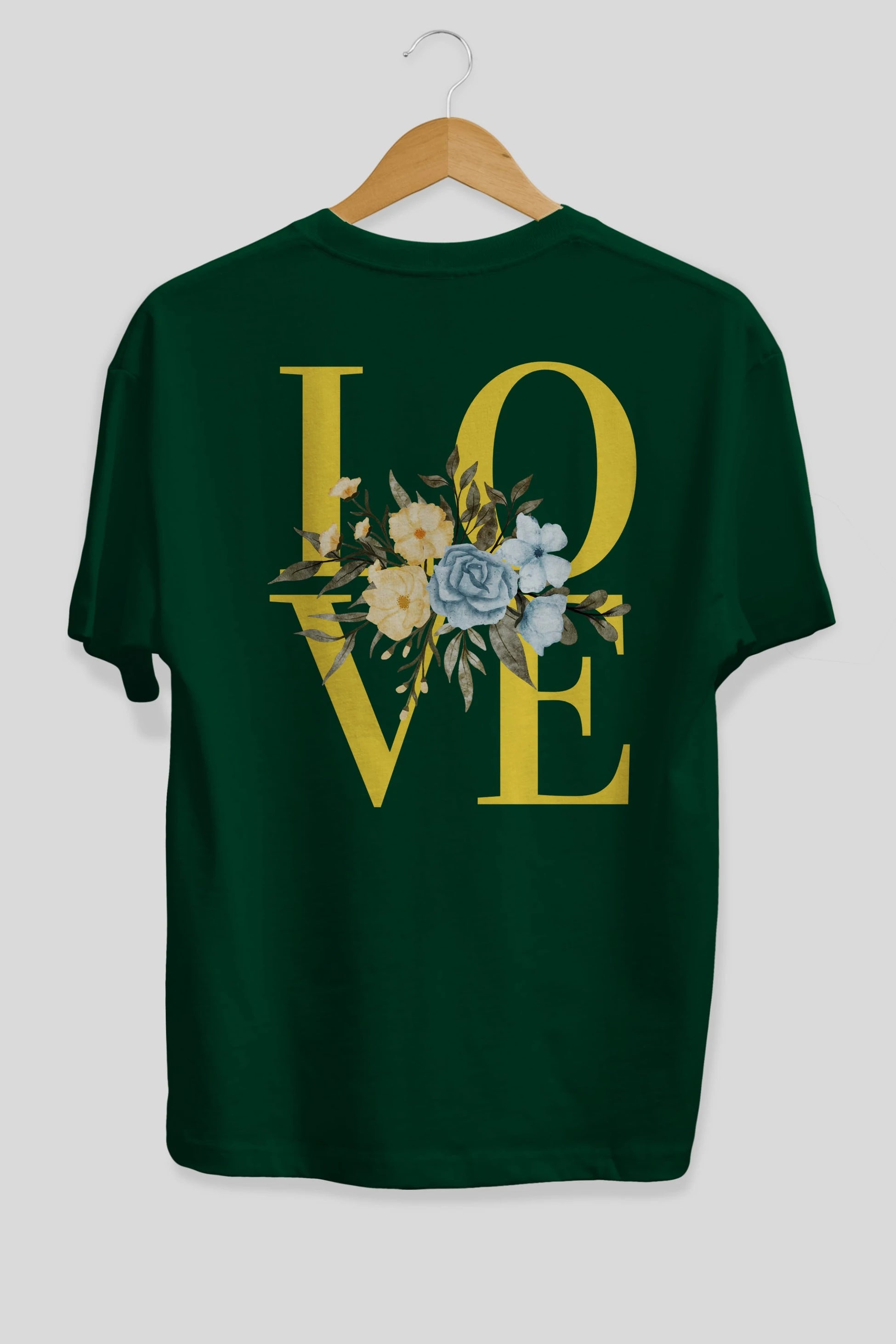 Love Flower Arka Baskılı Oversize t-shirt Erkek Kadın Unisex