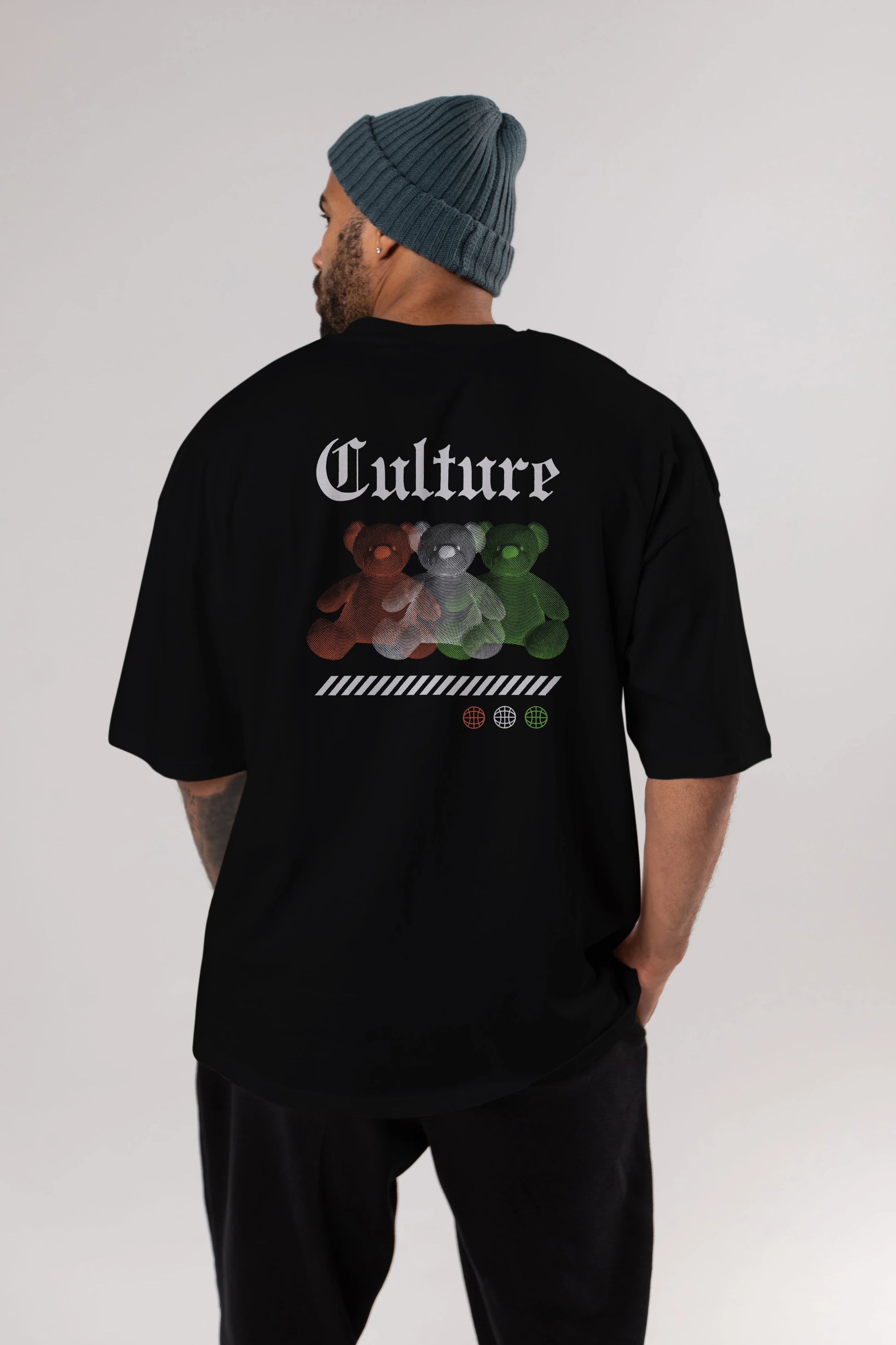 Culture Bear Arka Baskılı Oversize t-shirt Erkek Kadın Unisex