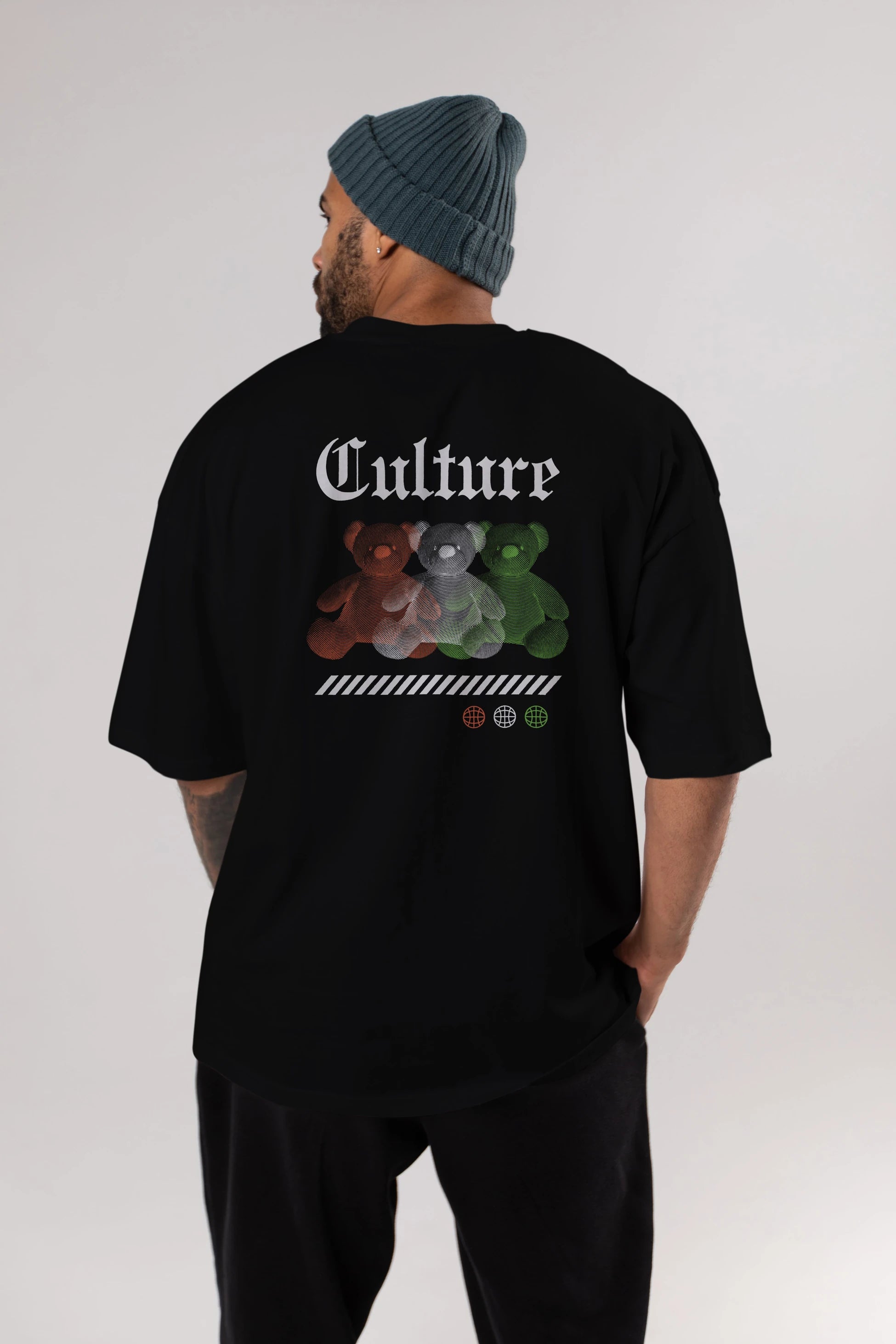 Culture Bear Arka Baskılı Oversize t-shirt Erkek Kadın Unisex