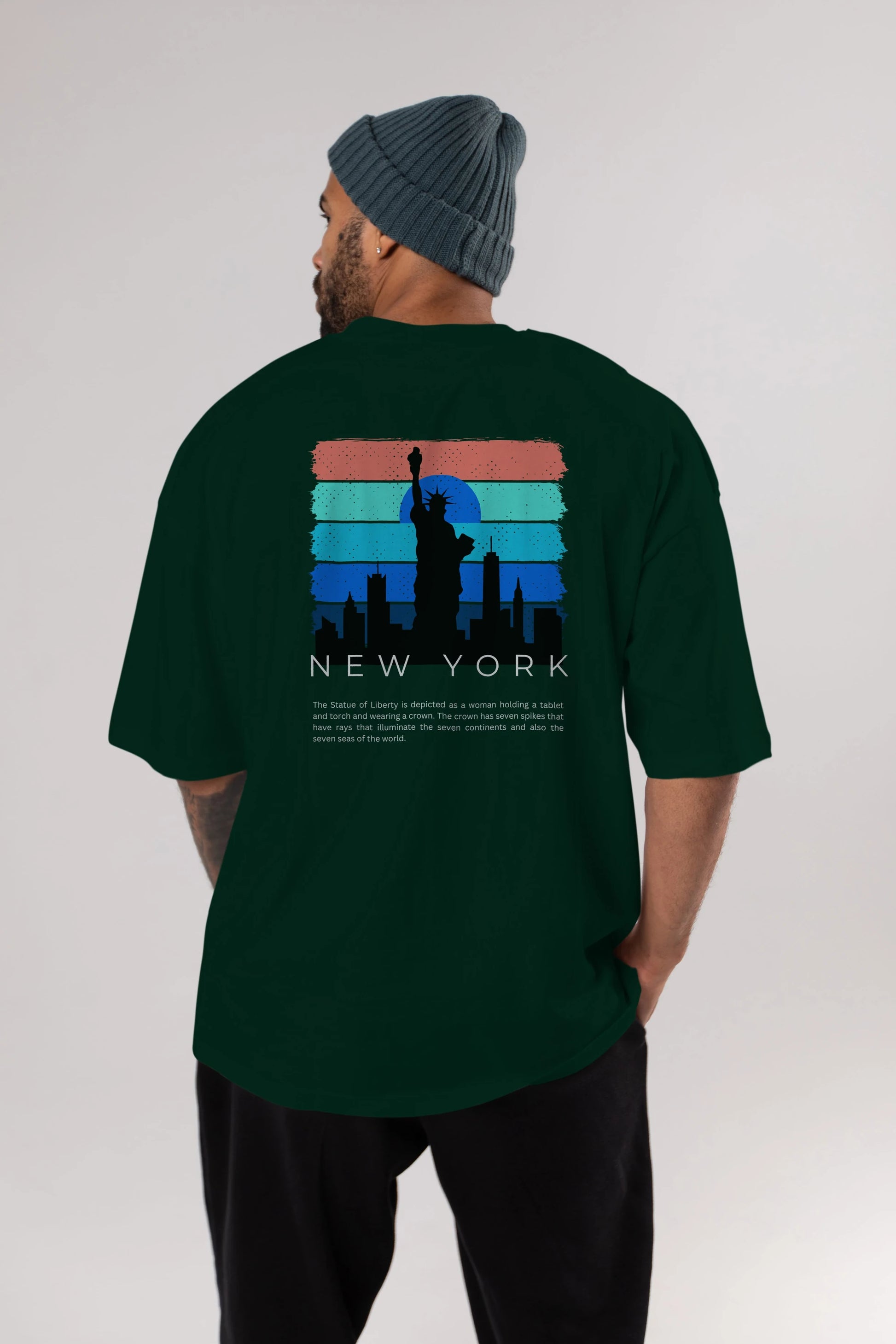 New York Yazılı Arka Baskılı Oversize t-shirt Erkek Kadın Unisex