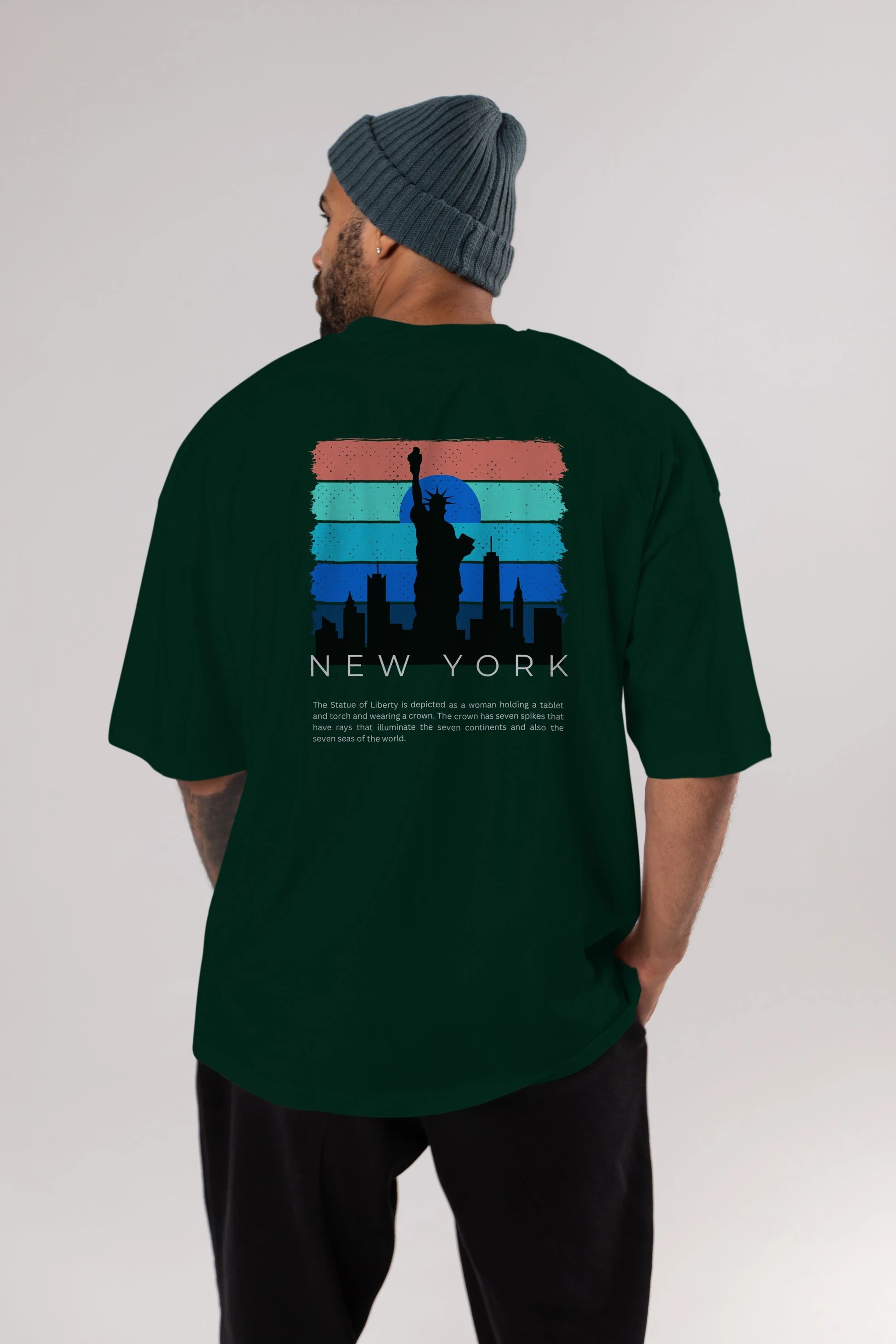 New York Yazılı Arka Baskılı Oversize t-shirt Erkek Kadın Unisex