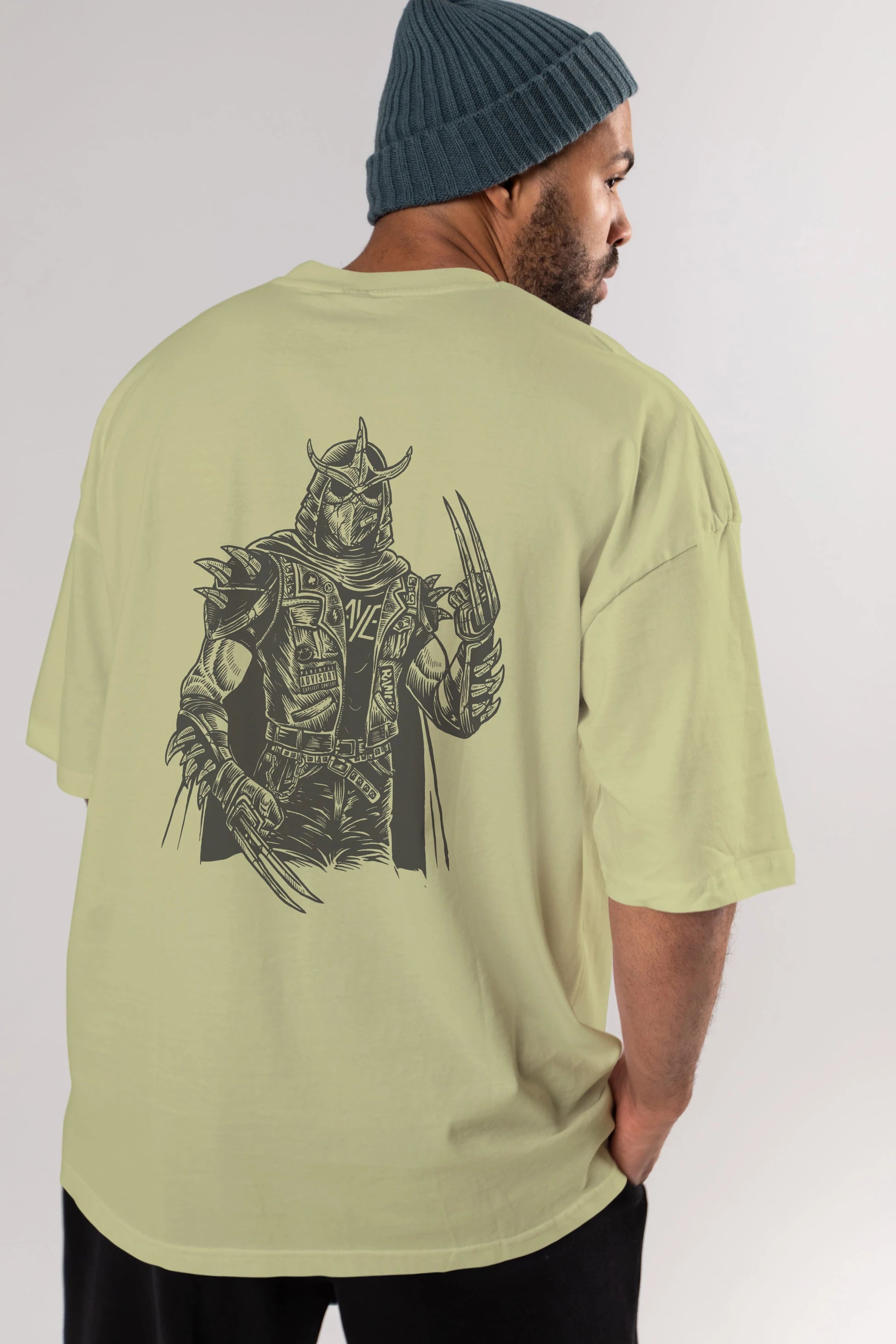 Shredder Punk Arka Baskılı Oversize t-shirt Erkek Kadın Unisex %100 Pamuk