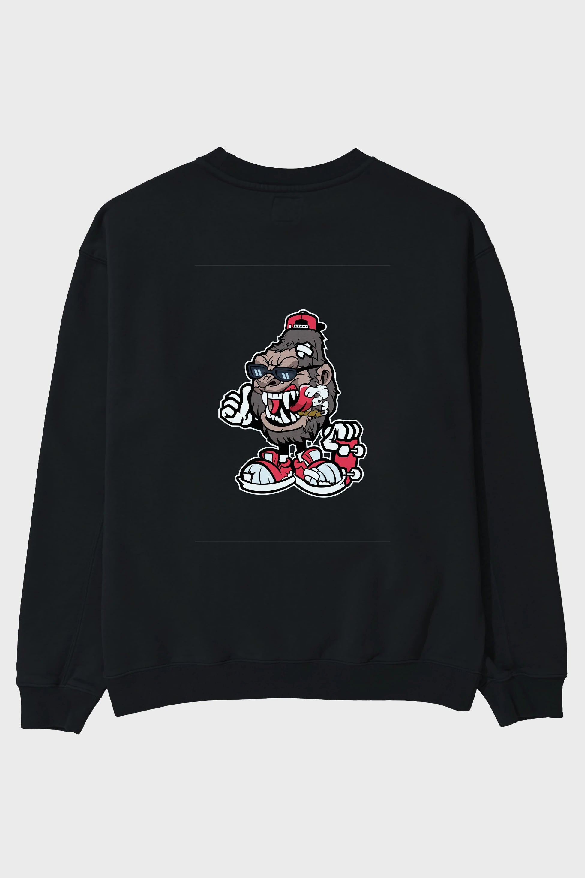 Gorilla Skater Arka Baskılı Oversize Sweatshirt Erkek Kadın Unisex