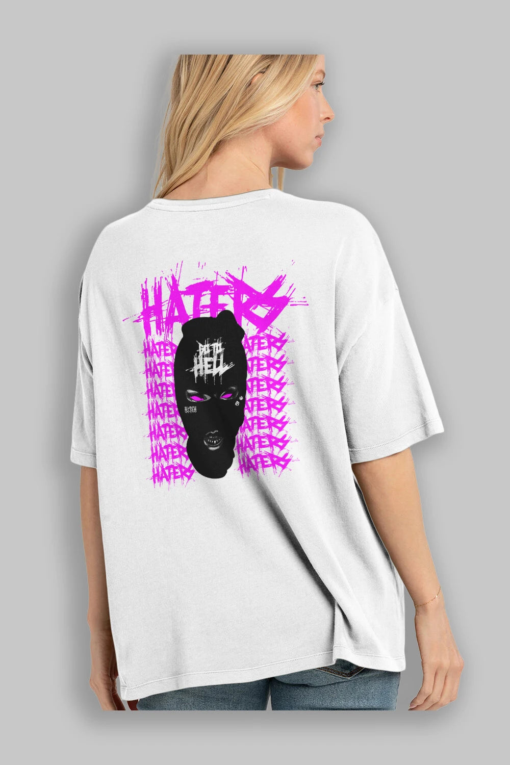 Haters Brooklyn Street Club Arka Baskılı Oversize t-shirt Erkek Kadın Unisex