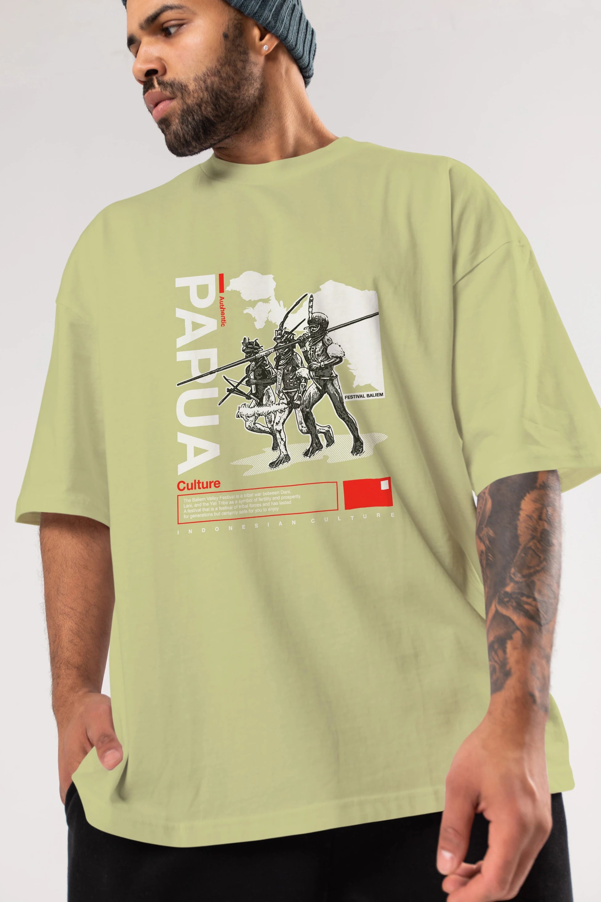 Papua Culture Ön Baskılı Oversize t-shirt Erkek Kadın Unisex