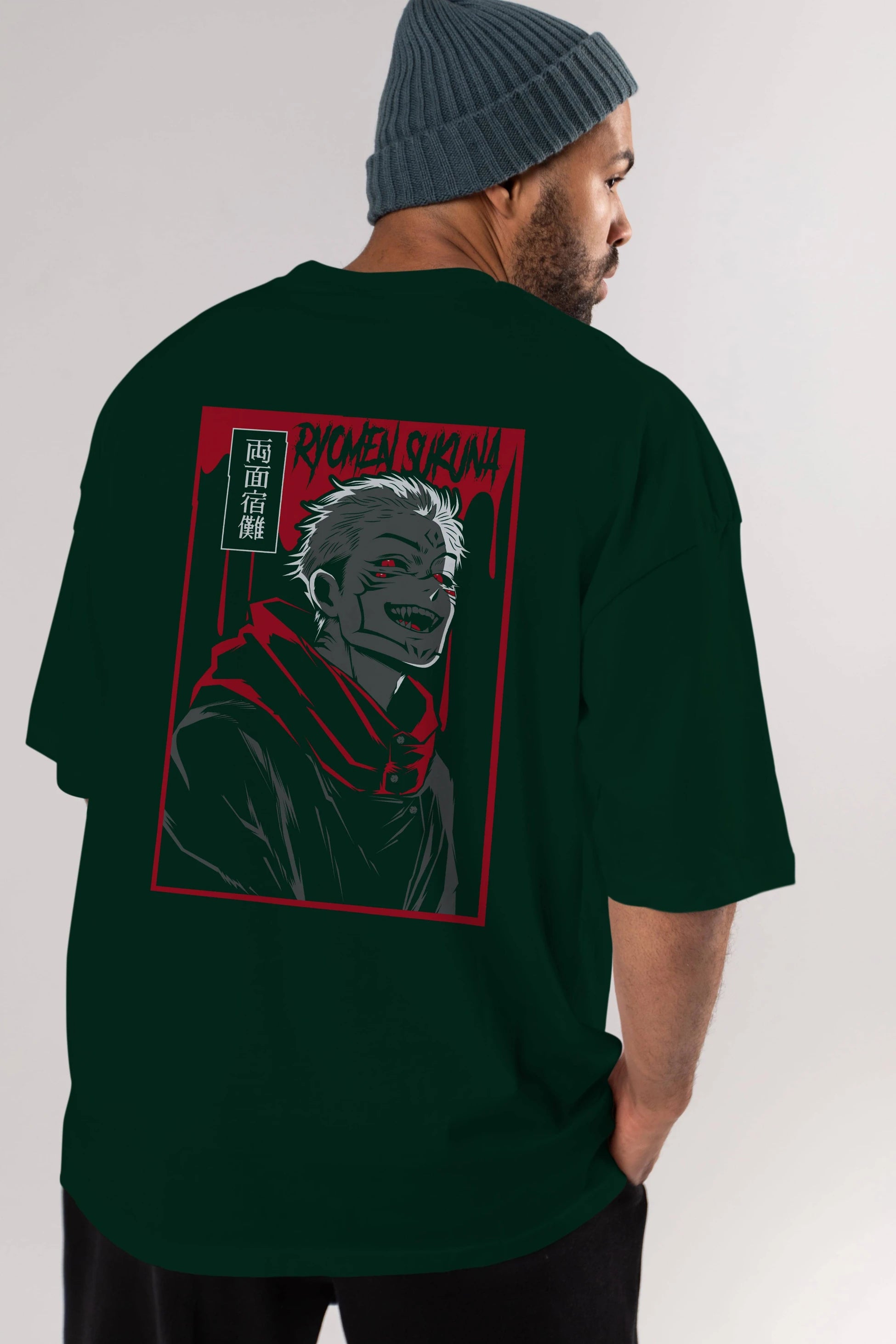 SUKUNA Anime Arka Baskılı Oversize t-shirt Erkek Kadın Unisex