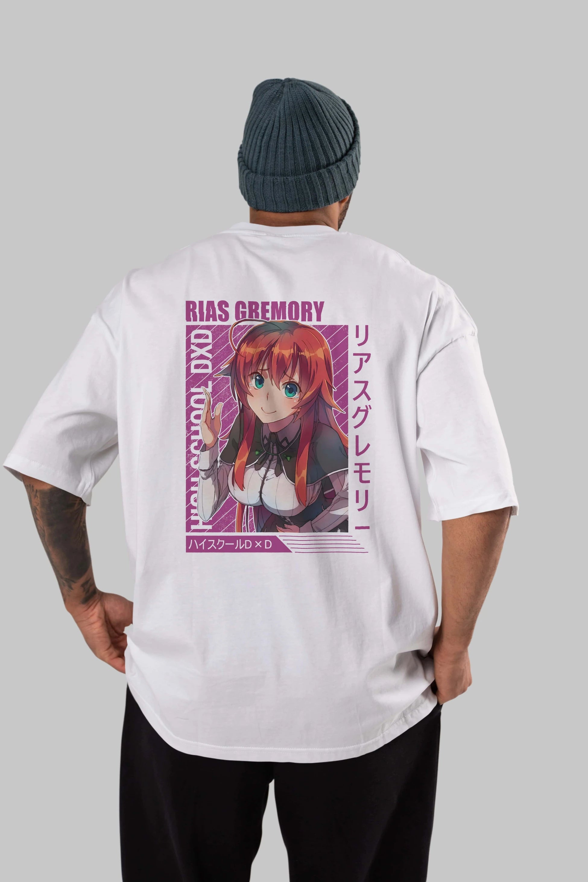 Rias Gremory 10 Anime Arka Baskılı Oversize t-shirt Erkek Kadın Unisex
