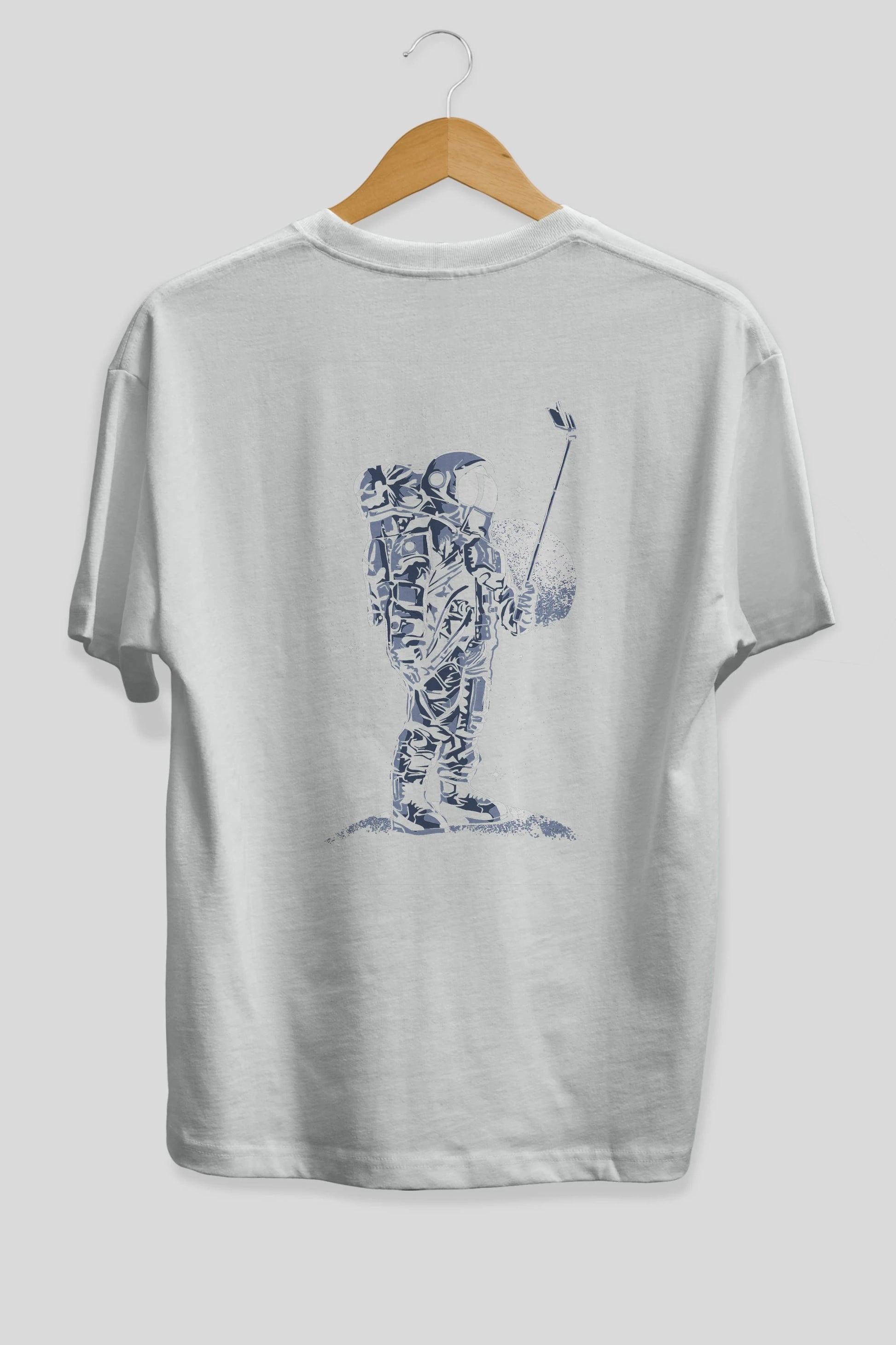 Selfie Astronaut Arka Baskılı Oversize t-shirt Erkek Kadın Unisex %100 Pamuk