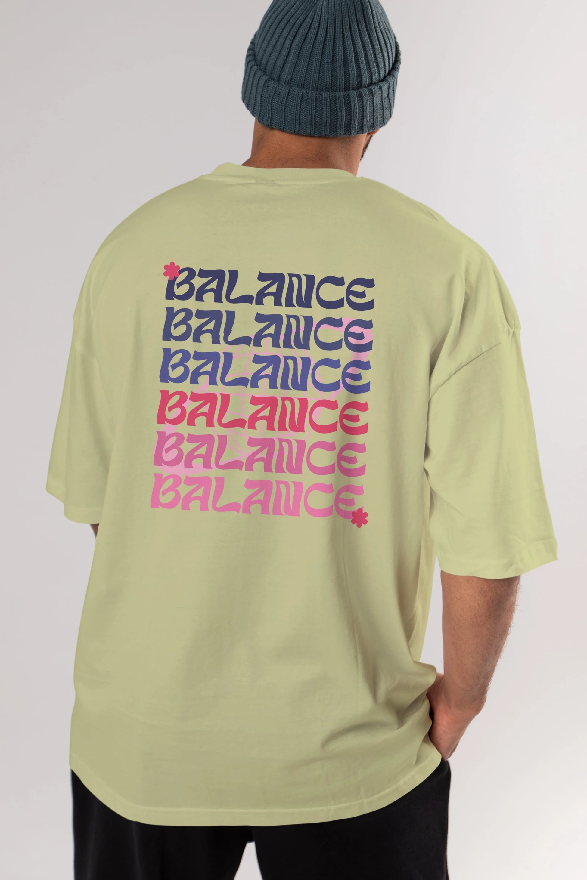 Balance Yazılı Arka Baskılı Oversize t-shirt Erkek Kadın Unisex