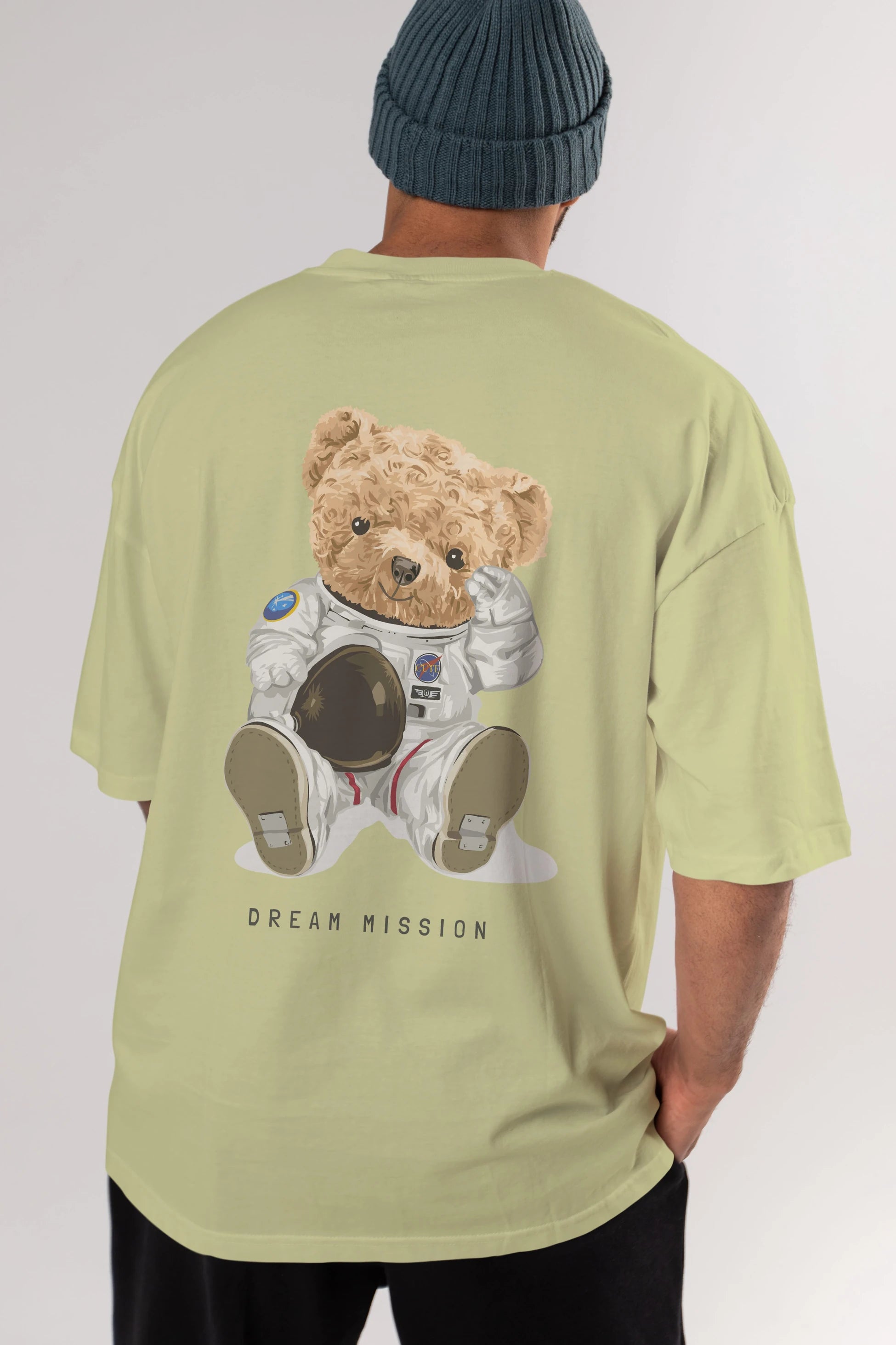 Teddy Bear Asrtonot Arka Baskılı Oversize t-shirt Erkek Kadın Unisex %100 Pamuk