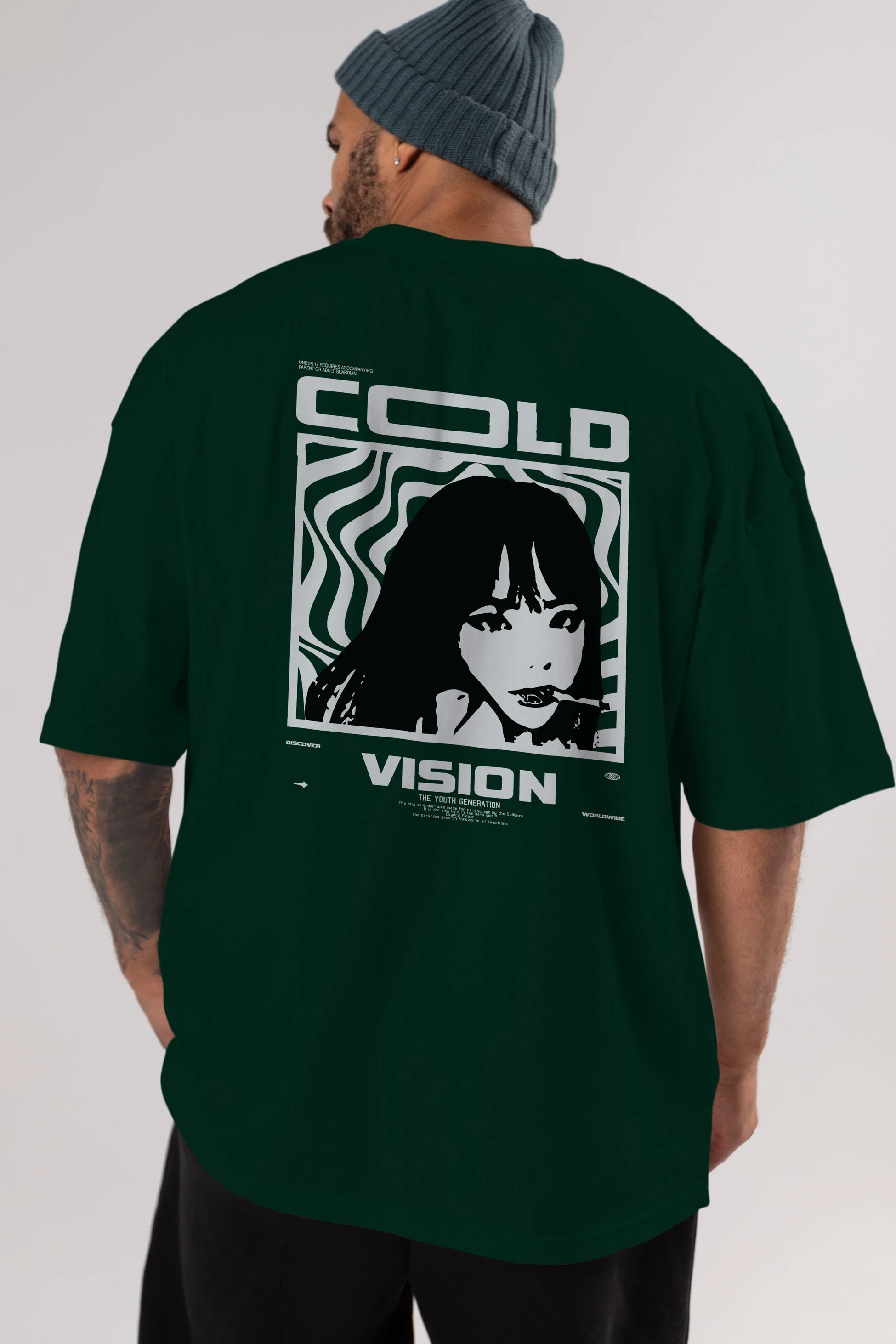 Cold Vision Arka Baskılı Oversize t-shirt Erkek Kadın Unisex