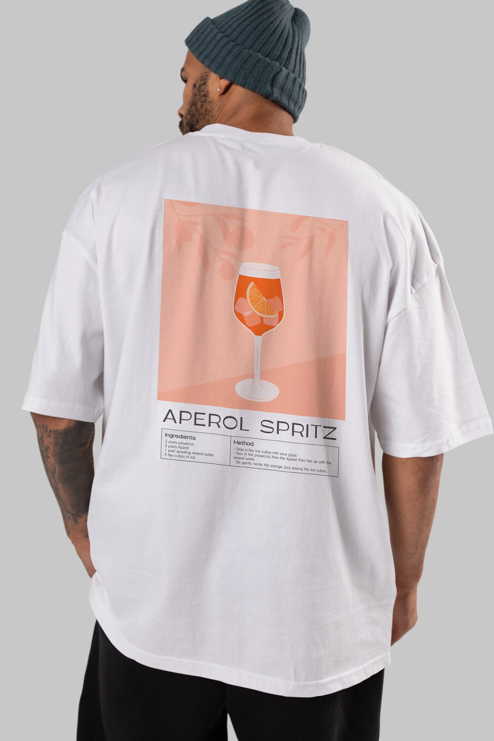 Aperol Spritz 7 Arka Baskılı Oversize t-shirt Erkek Kadın Unisex %100 Pamuk Bisiklet Yaka tişort