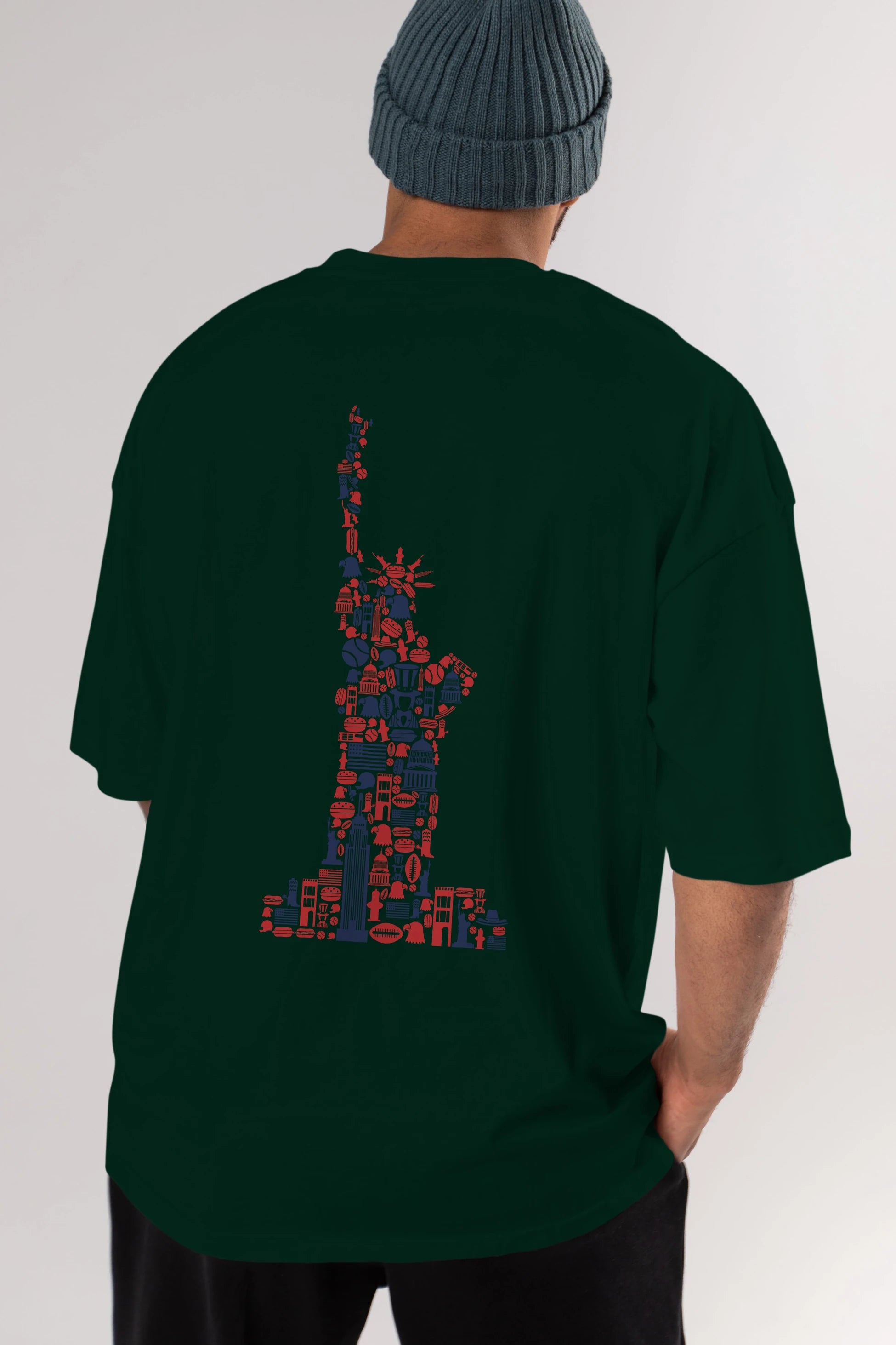 Liberty Arka Baskılı Oversize t-shirt %100 pamuk Erkek Kadın Unisex