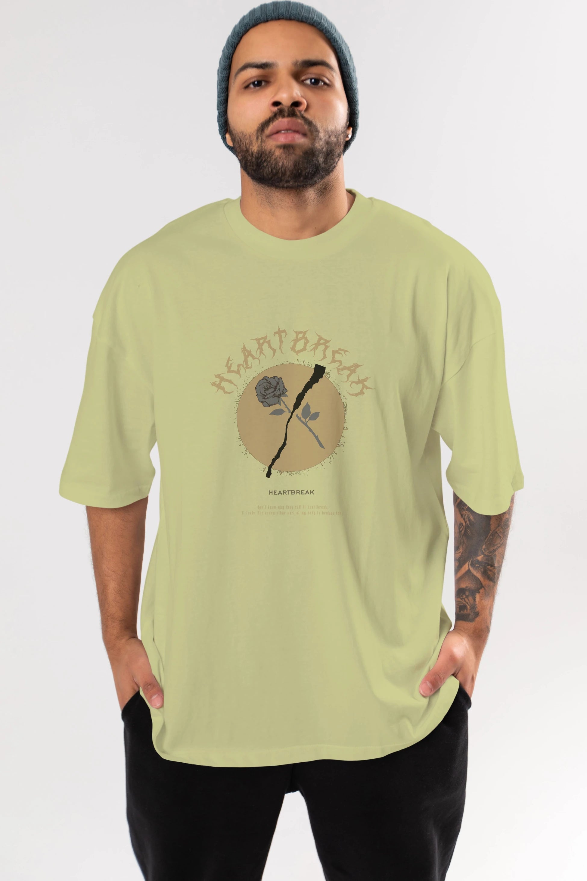 Heartbreak Ön Baskılı Oversize t-shirt Erkek Kadın Unisex