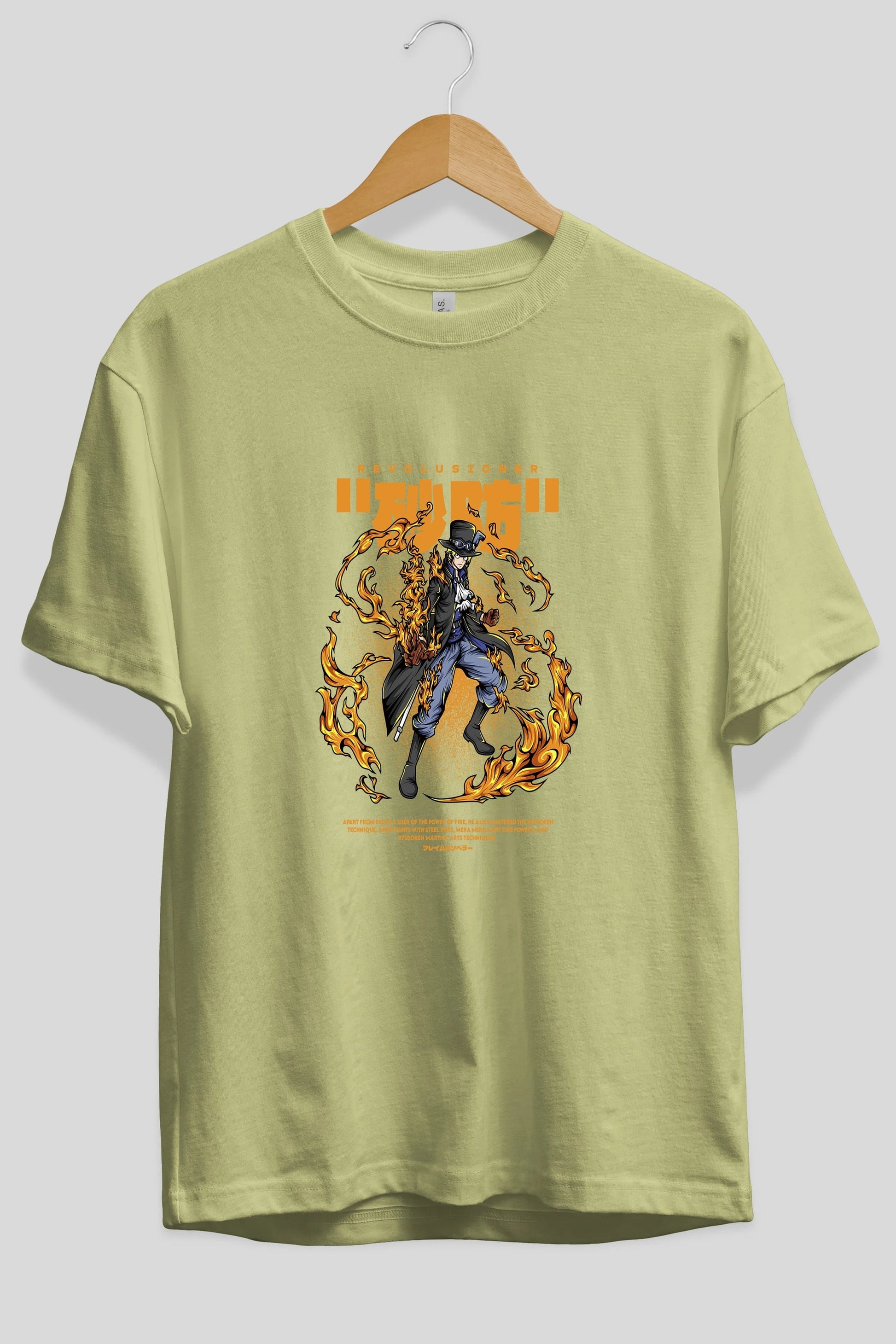 Revolusioner Sabo Anime Ön Baskılı Oversize t-shirt %100 pamuk Erkek Kadın Unisex